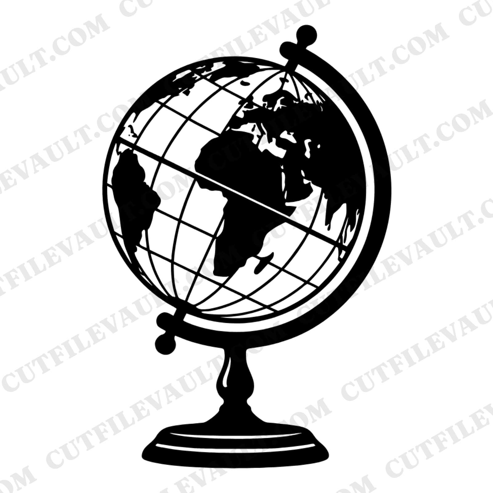 Vintage Celestial Globe SVG PNG, Stained Glass World Map Cut File, Mystical Educational Design — view 1