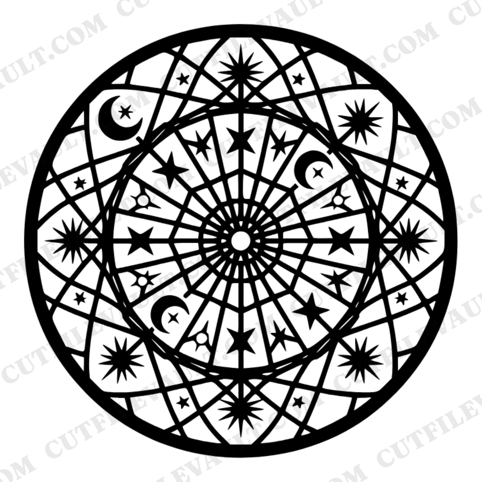 Vintage Fishing Creel Basket SVG PNG Celestial Medallion Cut File Father's Day Mystical Design — view 1