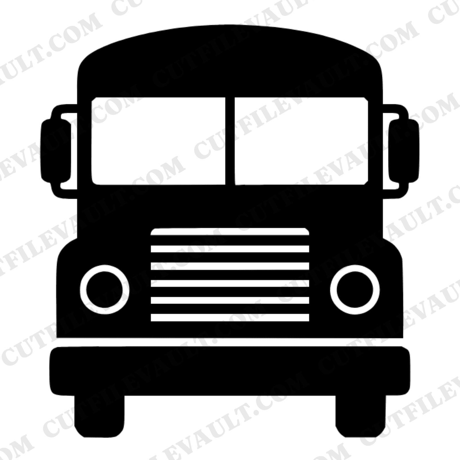 Front View School Bus SVG PNG Mascot Silhouette Mid-Century Minimal Cut File Back to School Spirit — view 1