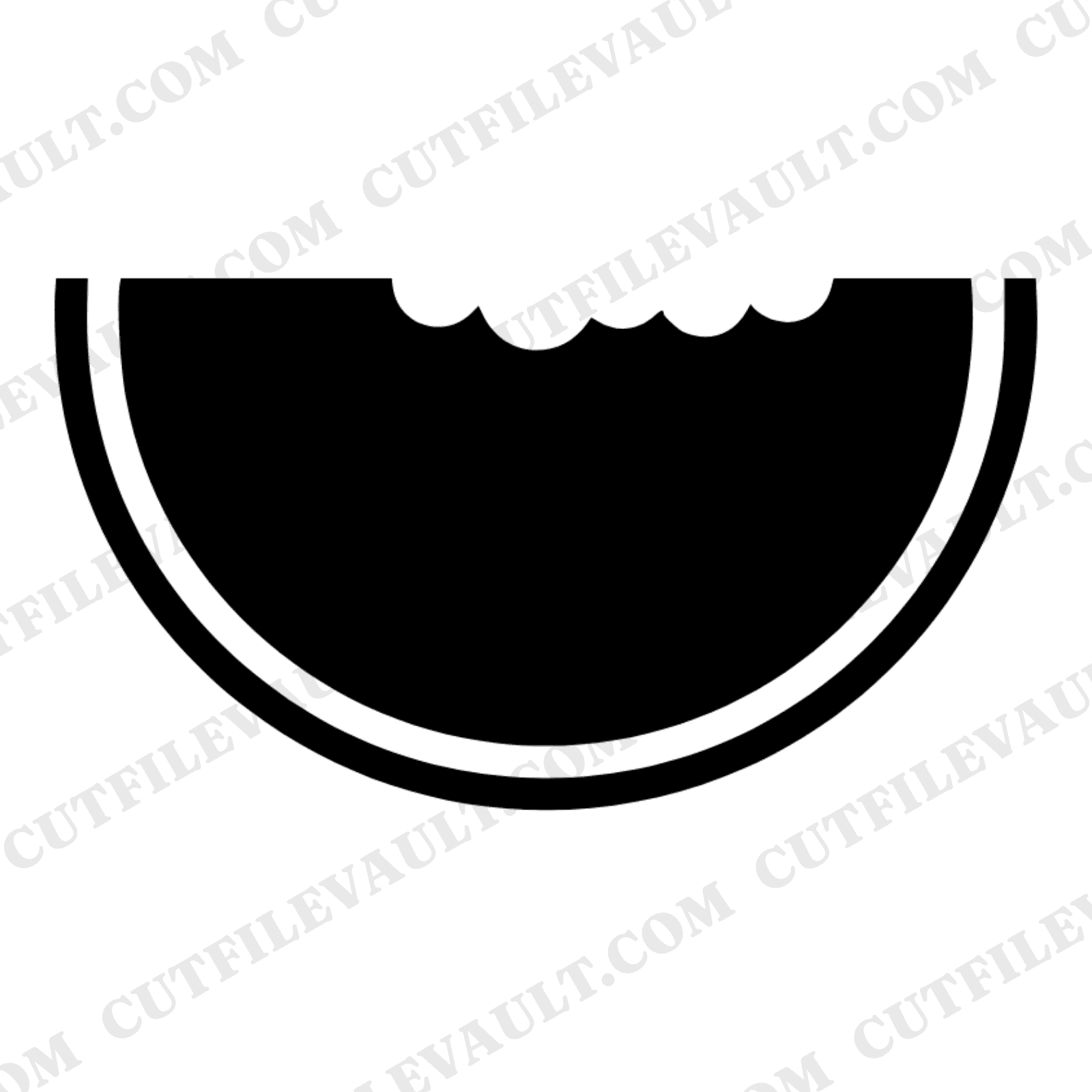 Watermelon Rind SVG PNG, Bitten Watermelon Crescent Cut File, Summer Fruit Line Art Digital Download — view 1