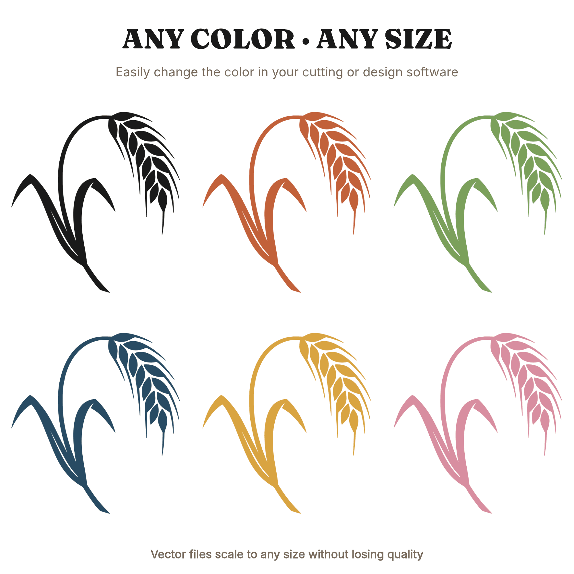 Art Deco Wheat Stalk SVG PNG, Geometric Autumn Harvest Cut File, Thanksgiving Farmhouse Decor — view 2