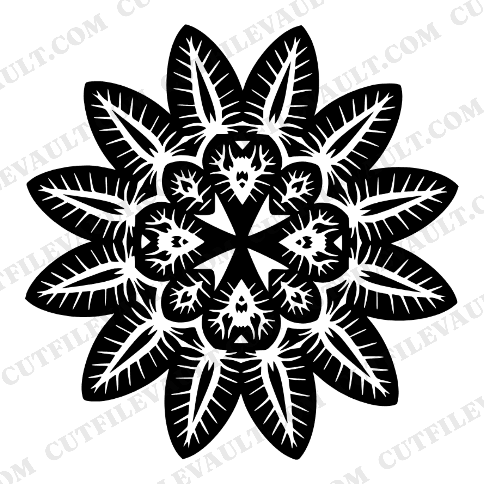 Strawberry Star Mandala SVG PNG, Boho Kaleidoscope Cut File, Fruit Geometric Wall Art Design — view 1