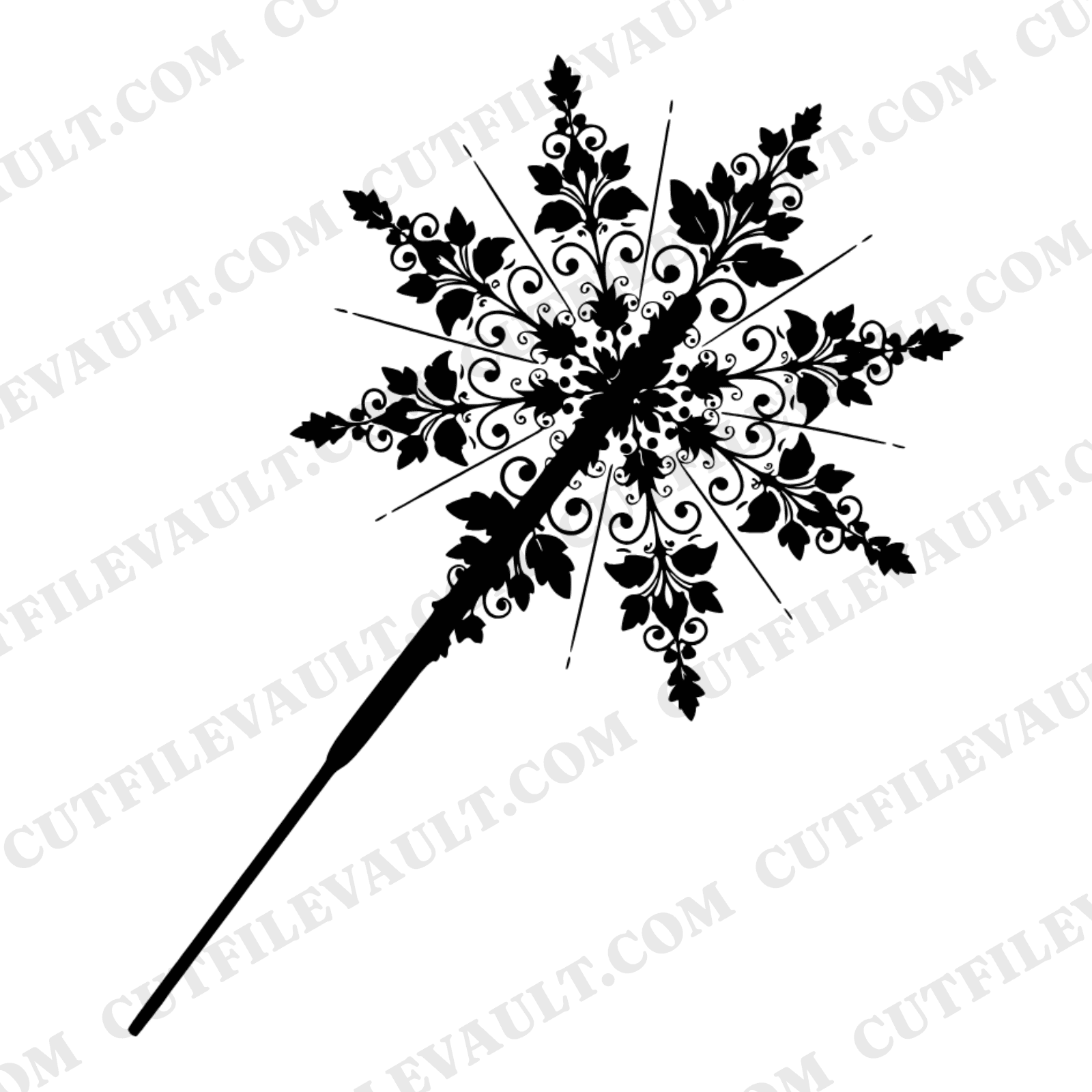 Vintage Botanical Sparkler SVG PNG, Fourth of July Starburst Cut File, Patriotic Summer Garden Party — view 1