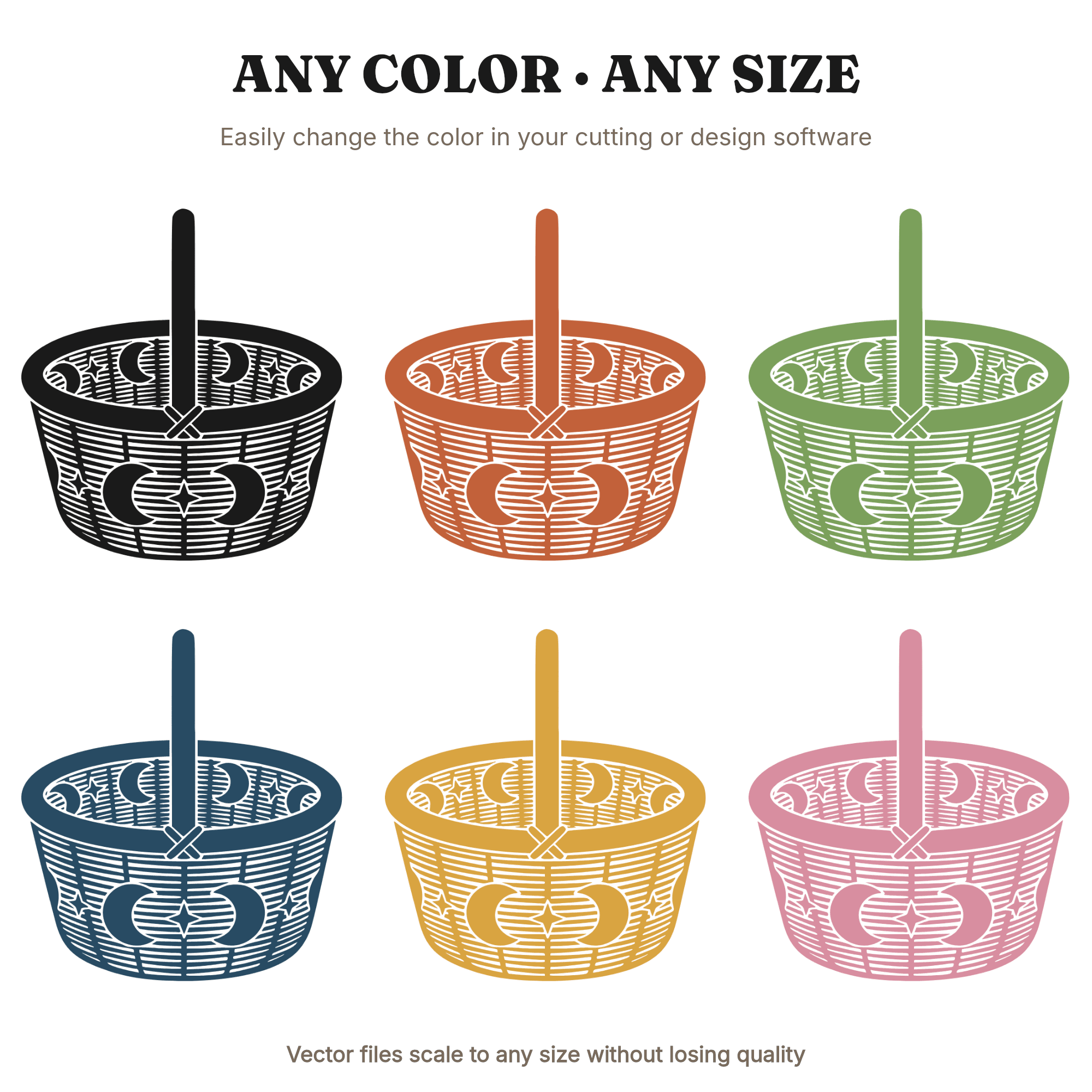 Celestial Picnic Basket SVG Top View Moon Handle Cut File PNG Mystical Woven Basket Overhead Design — view 2