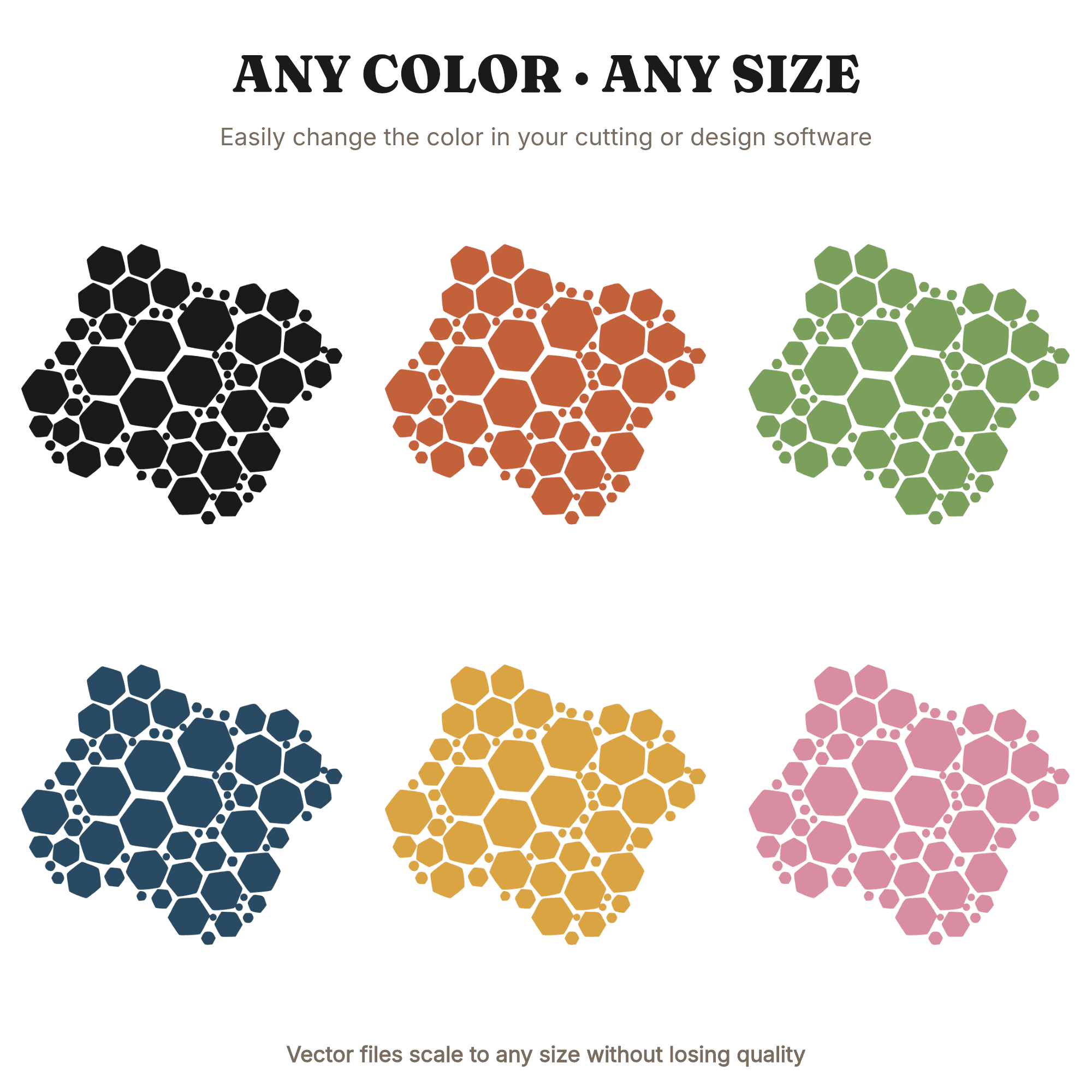 Organic Honeycomb Cluster SVG PNG Mid Century Modern Retro 70s Geometric Silhouette Cut File — view 2
