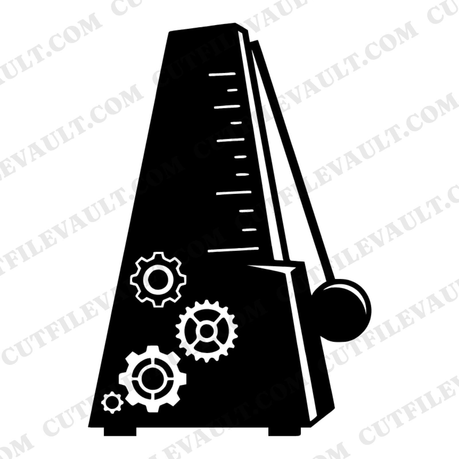 Art Deco Metronome SVG PNG, Steampunk Gears Music Teacher Cut File, Band Orchestra Clipart — view 1