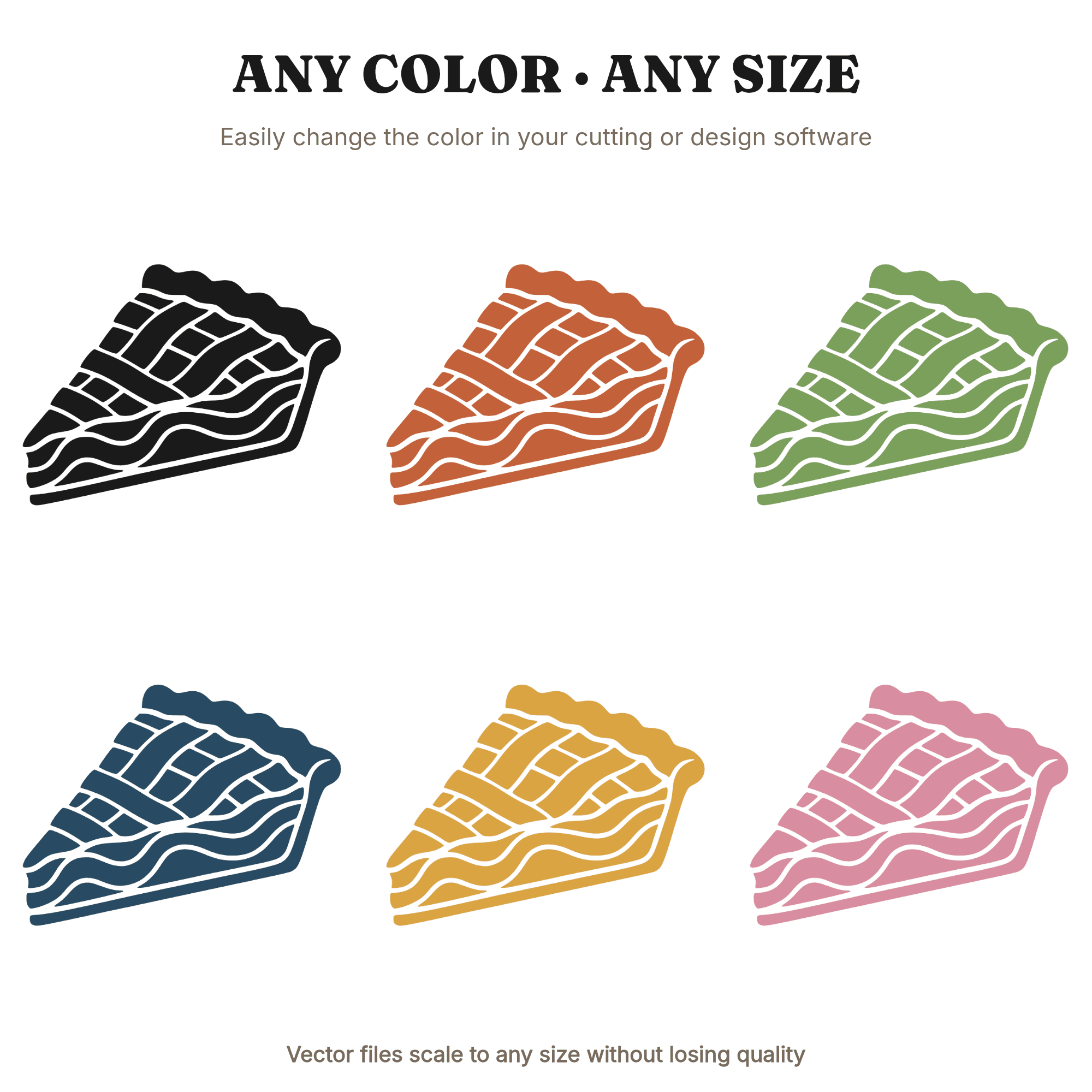Retro Cherry Pie Slice SVG PNG, 70s Groovy Lattice Crust Silhouette, Fourth of July Baking Cut File — view 2