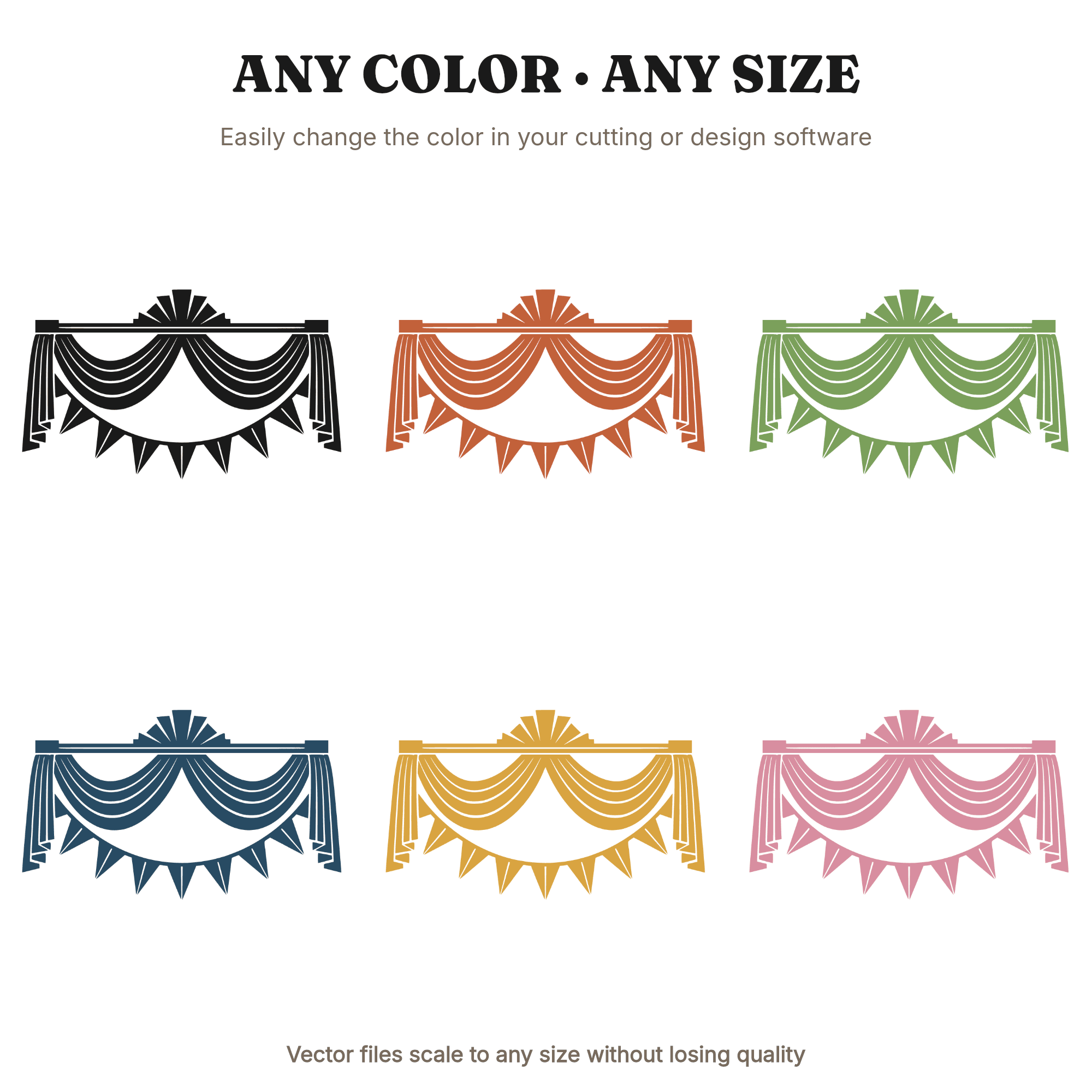 Art Deco Patriotic Bunting SVG PNG, Independence Day Swag Header Cut File, 4th of July Decor — view 2
