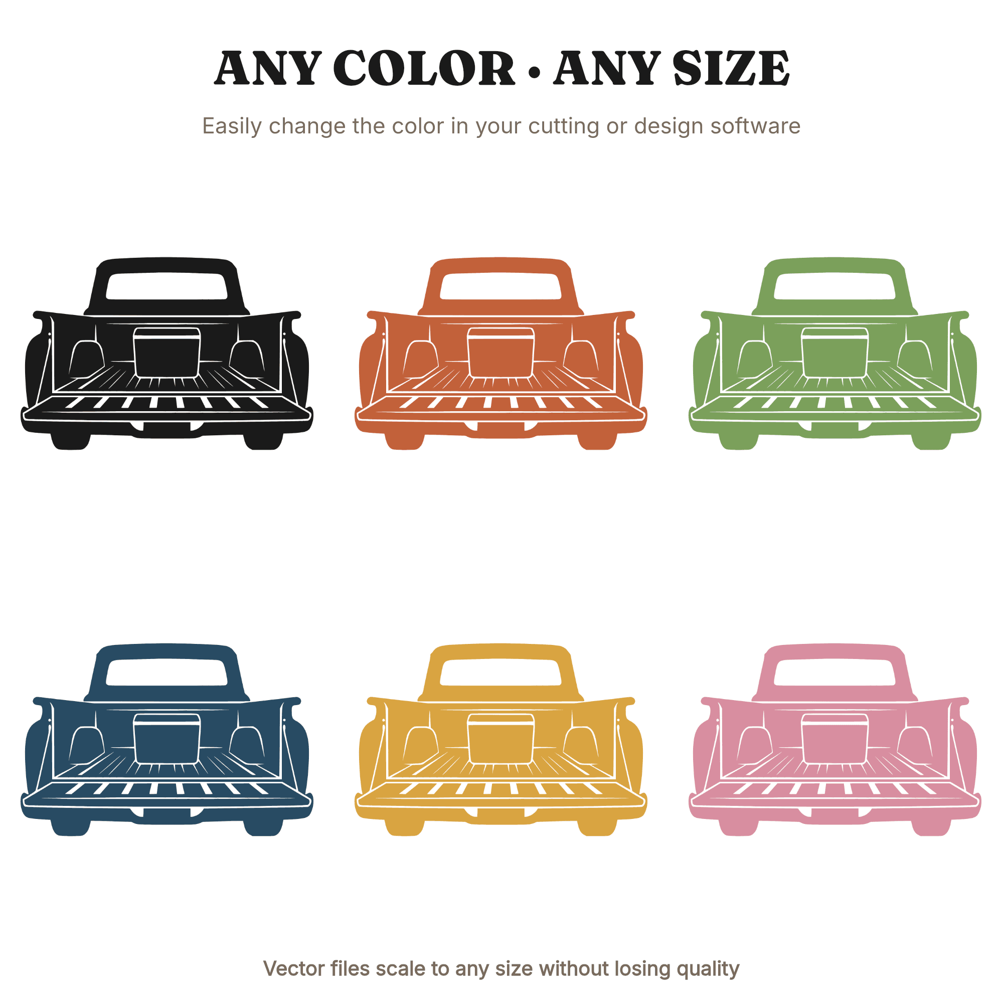 Tailgate Cooler SVG PNG Vintage Pickup Truck Silhouette Father's Day Cut File Brutalist Design — view 2