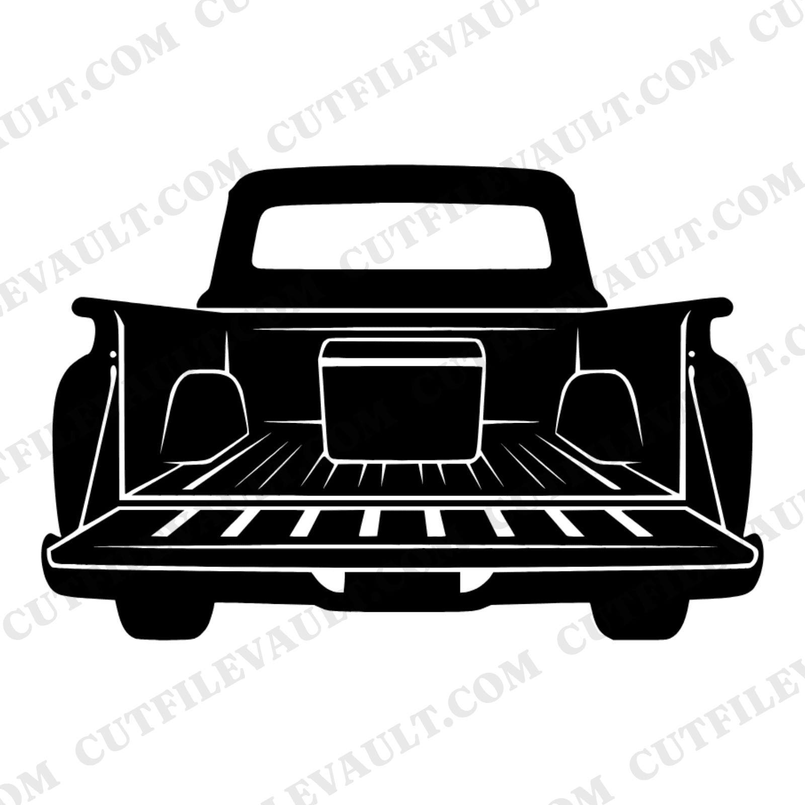 Tailgate Cooler SVG PNG Vintage Pickup Truck Silhouette Father's Day Cut File Brutalist Design — view 1