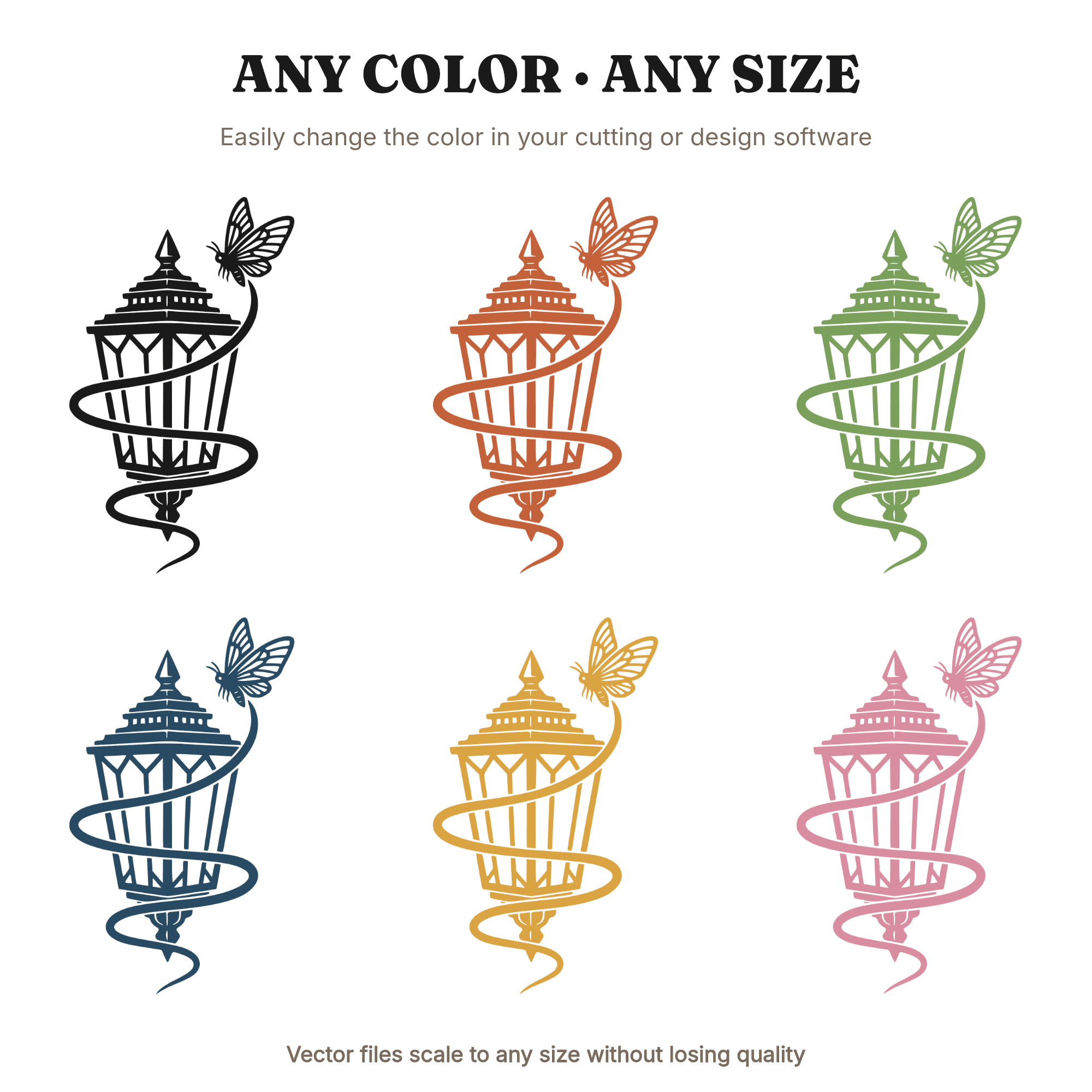 Art Deco Lantern SVG PNG, Moth Spiral Halloween Cut File, Vintage Geometric Lantern Clipart — view 2