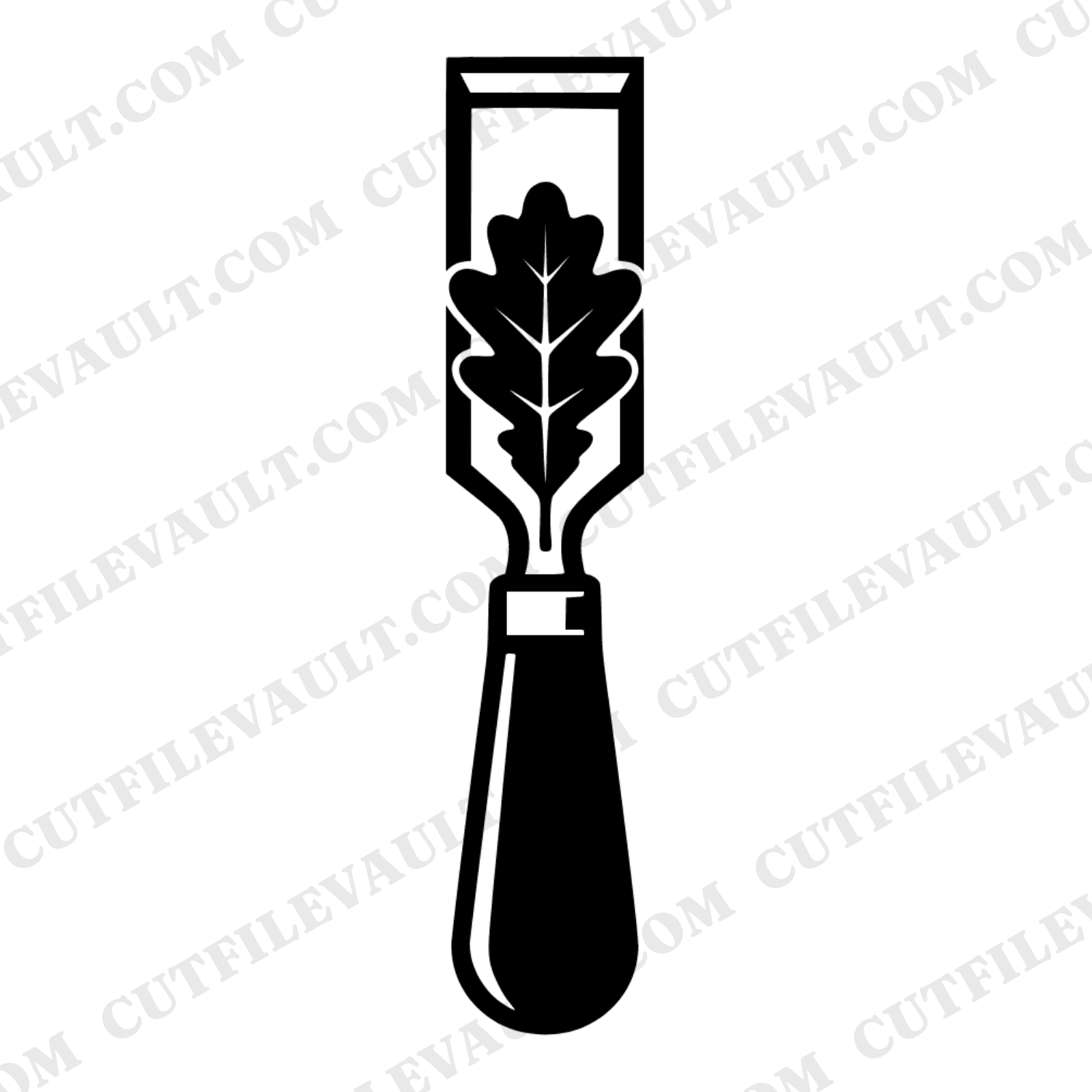 Art Deco Chisel Oak Leaf SVG PNG, Vintage Fall Autumn Tool Craftsman Workshop Cut File Design — view 1