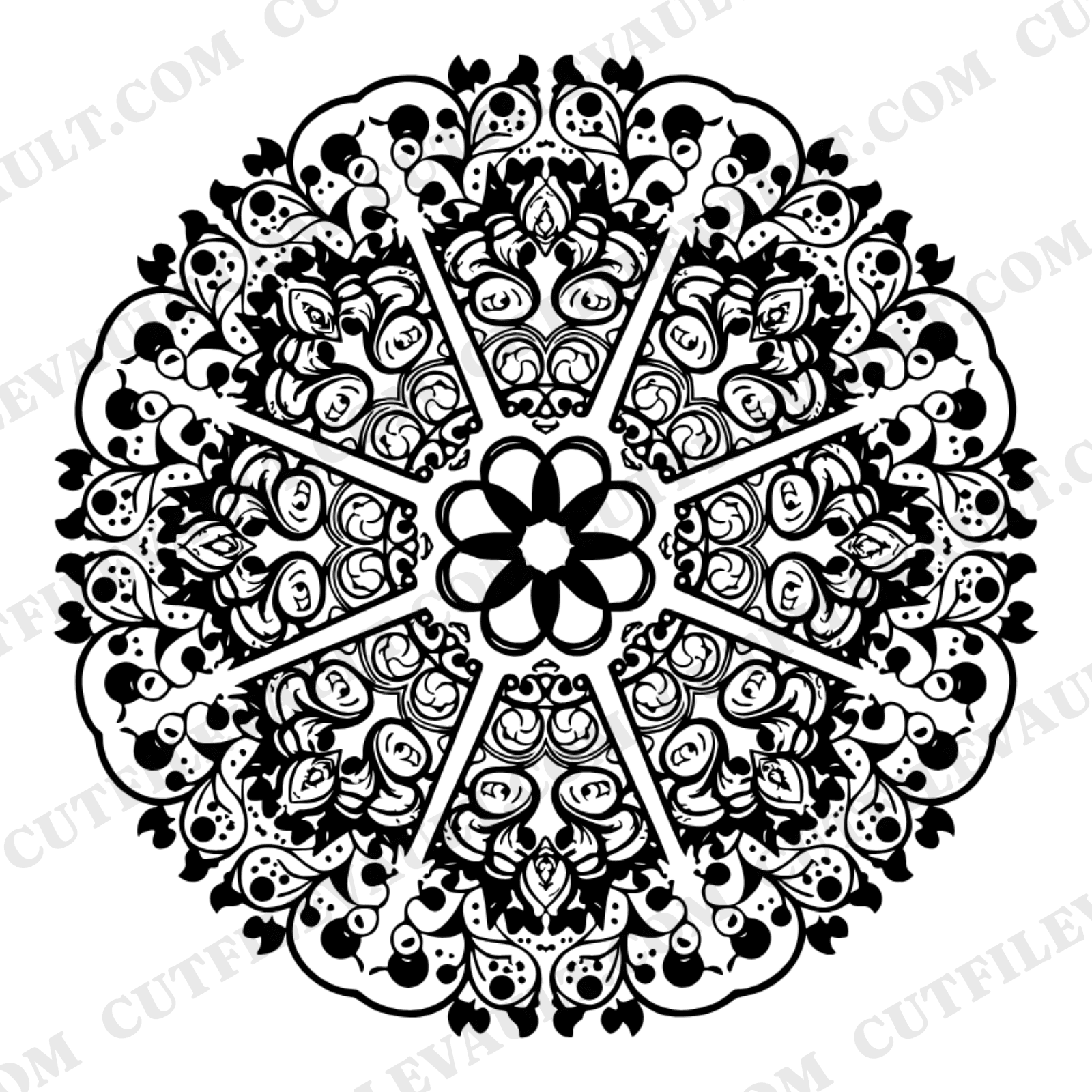 Ice Cream Sundae Mandala SVG PNG Top View Vintage Botanical Summer Kitchen Decor Cut File — view 1