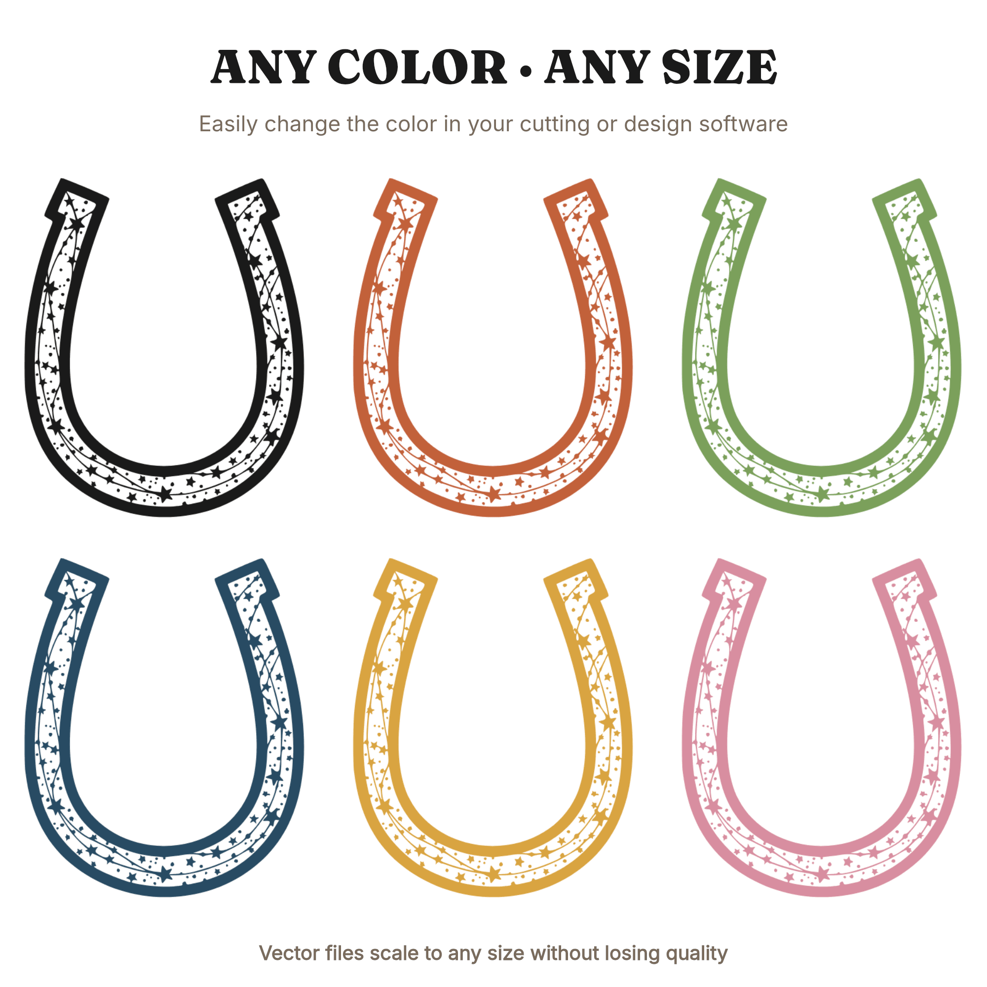 Celestial Horseshoe Wedding SVG PNG, Constellation Stars Good Luck Charm Cut File for Bridal Decor — view 2