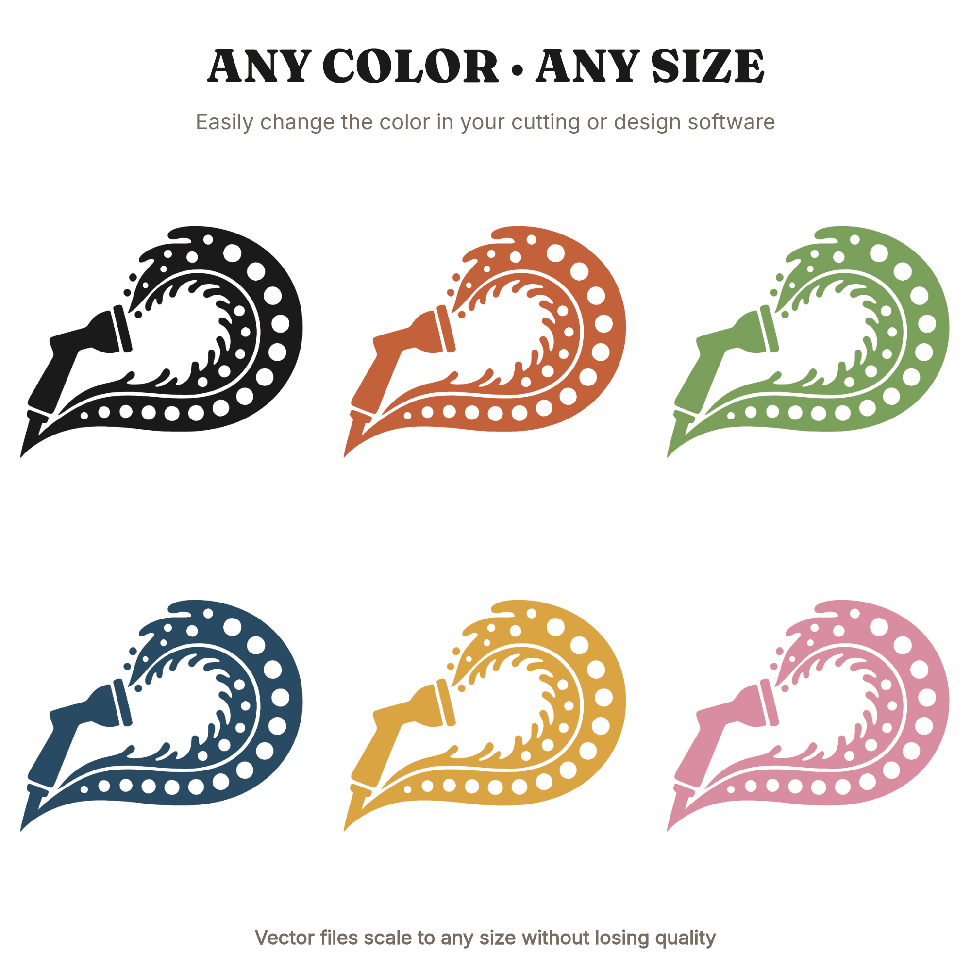 Summer Solstice Garden Hose Spray SVG PNG, Retro 70s Wave Silhouette Cut File for Cricut — view 2