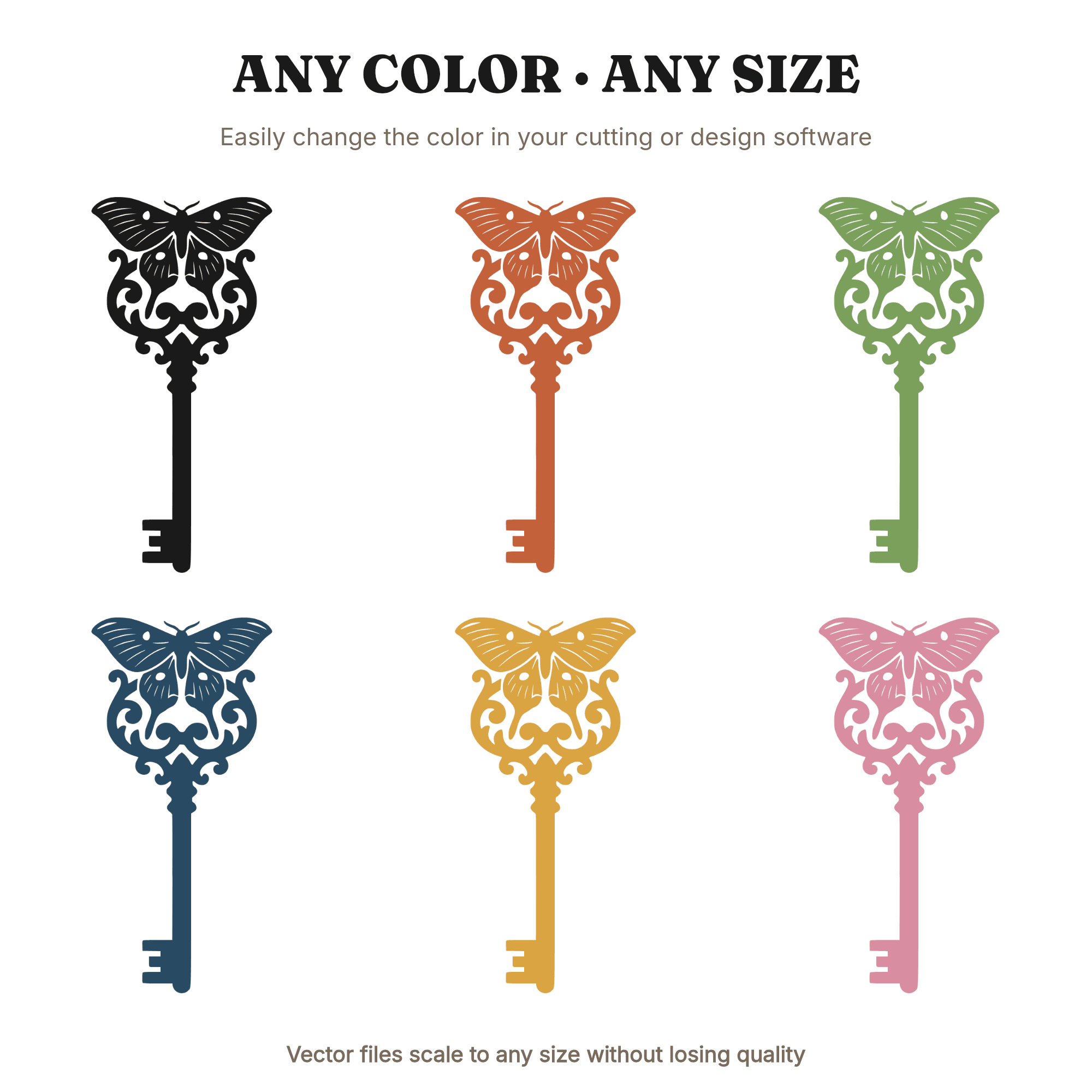 Luna Moth Skeleton Key SVG PNG Vintage Wedding Cottagecore Botanical Cut File Cricut Silhouette — view 2