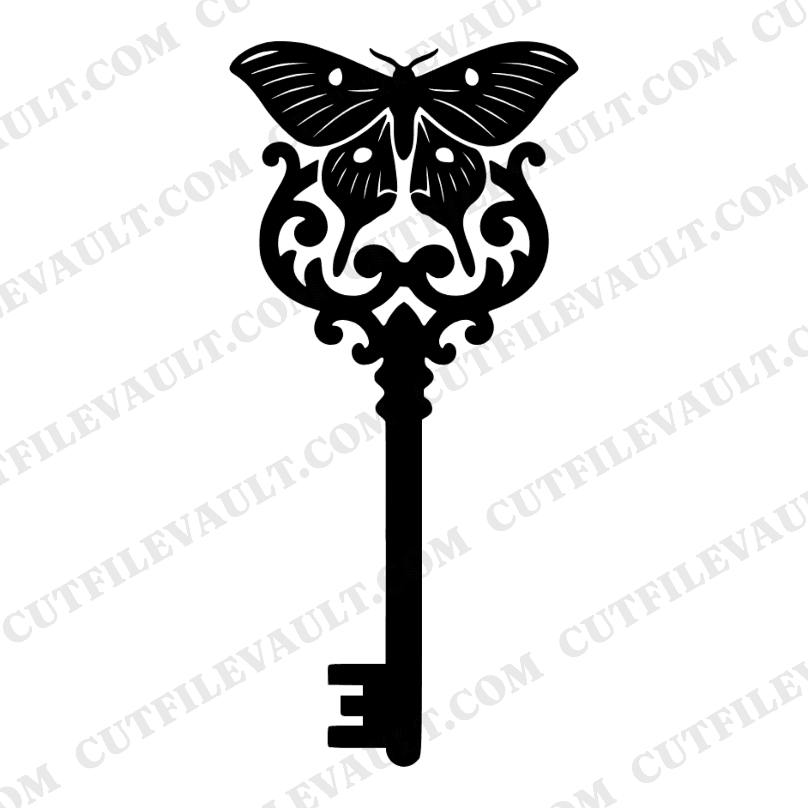 Luna Moth Skeleton Key SVG PNG Vintage Wedding Cottagecore Botanical Cut File Cricut Silhouette — view 1