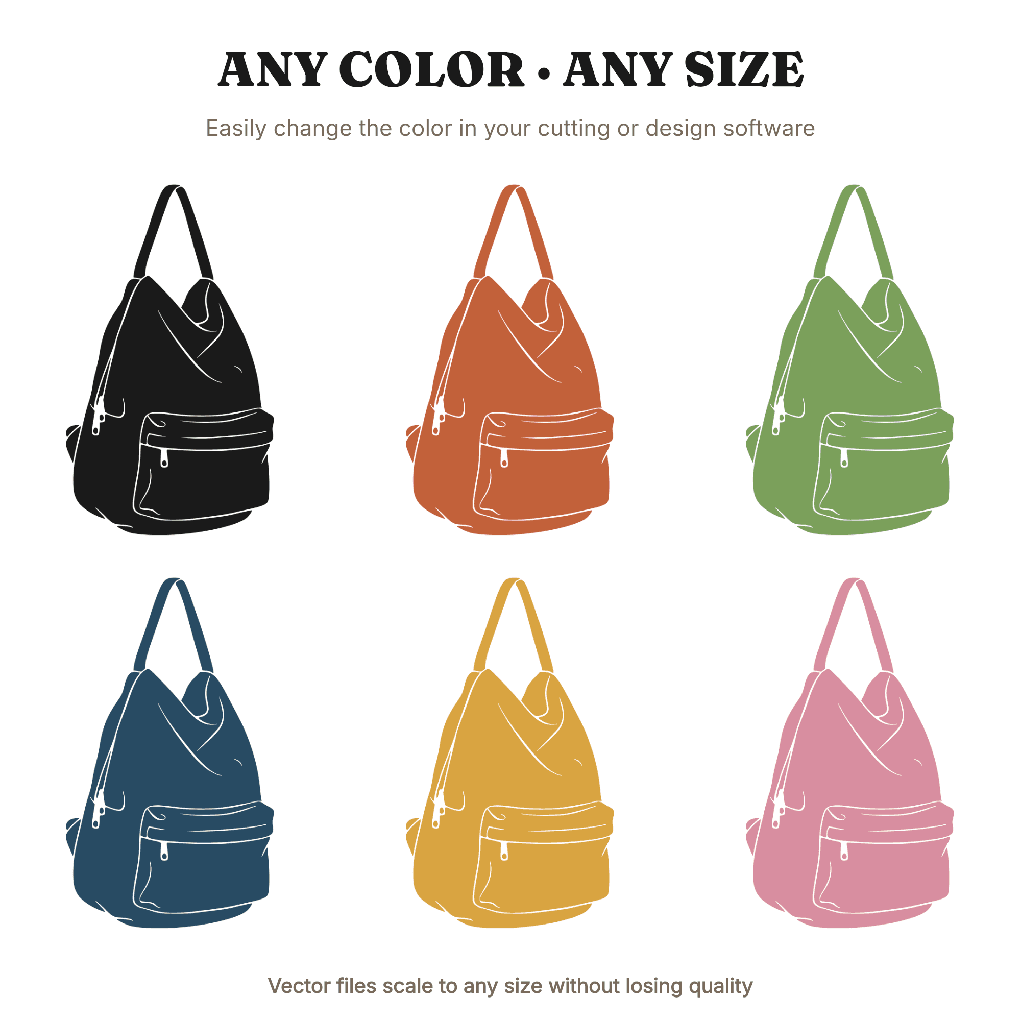 Slouchy Backpack SVG PNG, Boho School Bag Cut File, Hanging Backpack Silhouette, Back to School SVG — view 2