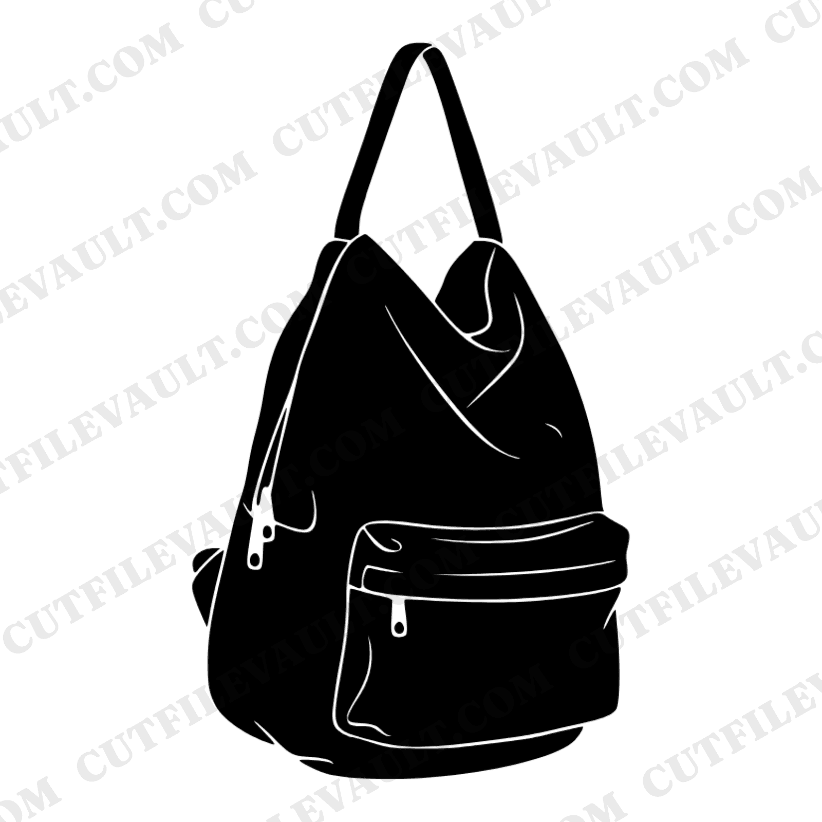 Slouchy Backpack SVG PNG, Boho School Bag Cut File, Hanging Backpack Silhouette, Back to School SVG — view 1
