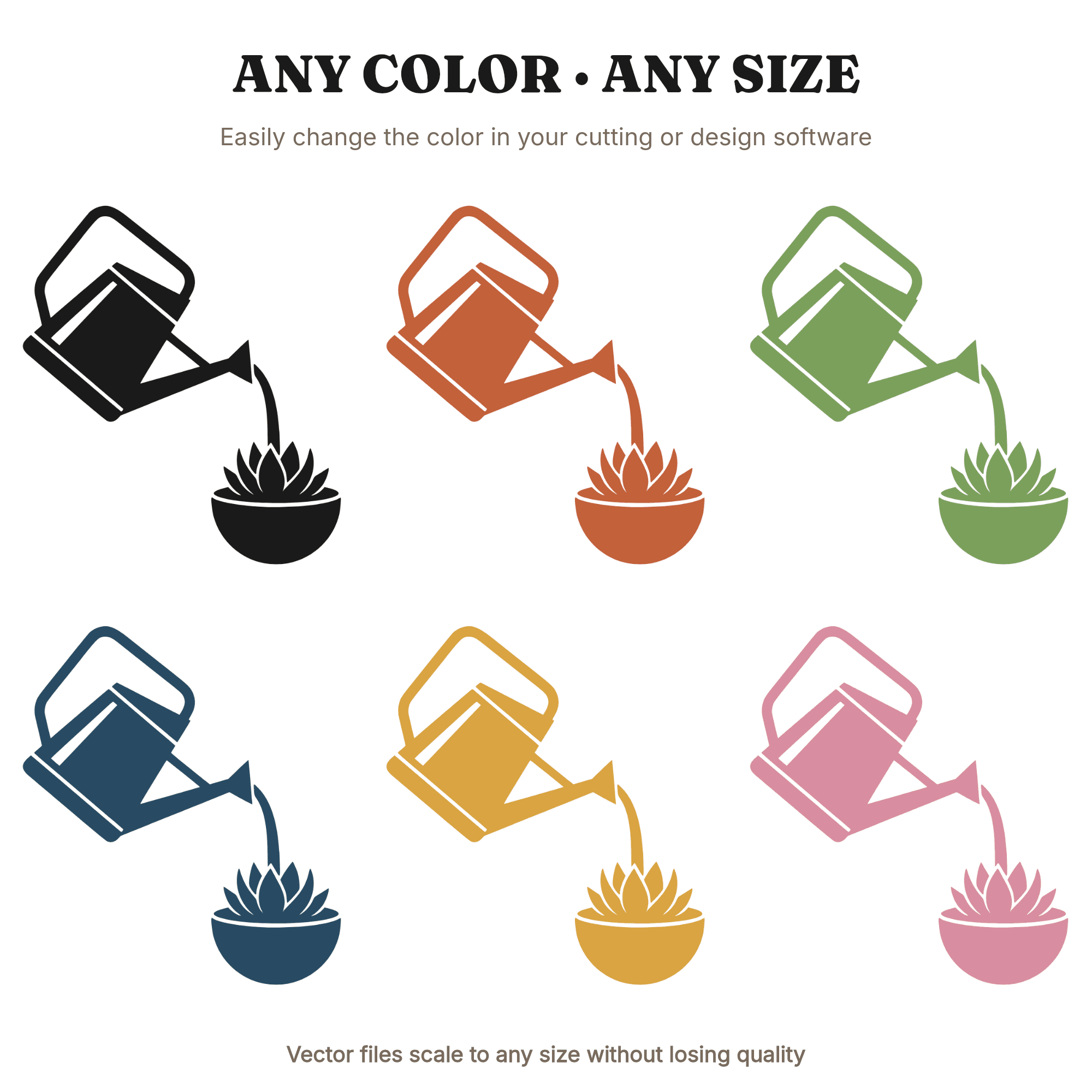 Summer Solstice Watering Can Succulent SVG PNG Art Deco Garden Ritual Cut File Geometric Design — view 2