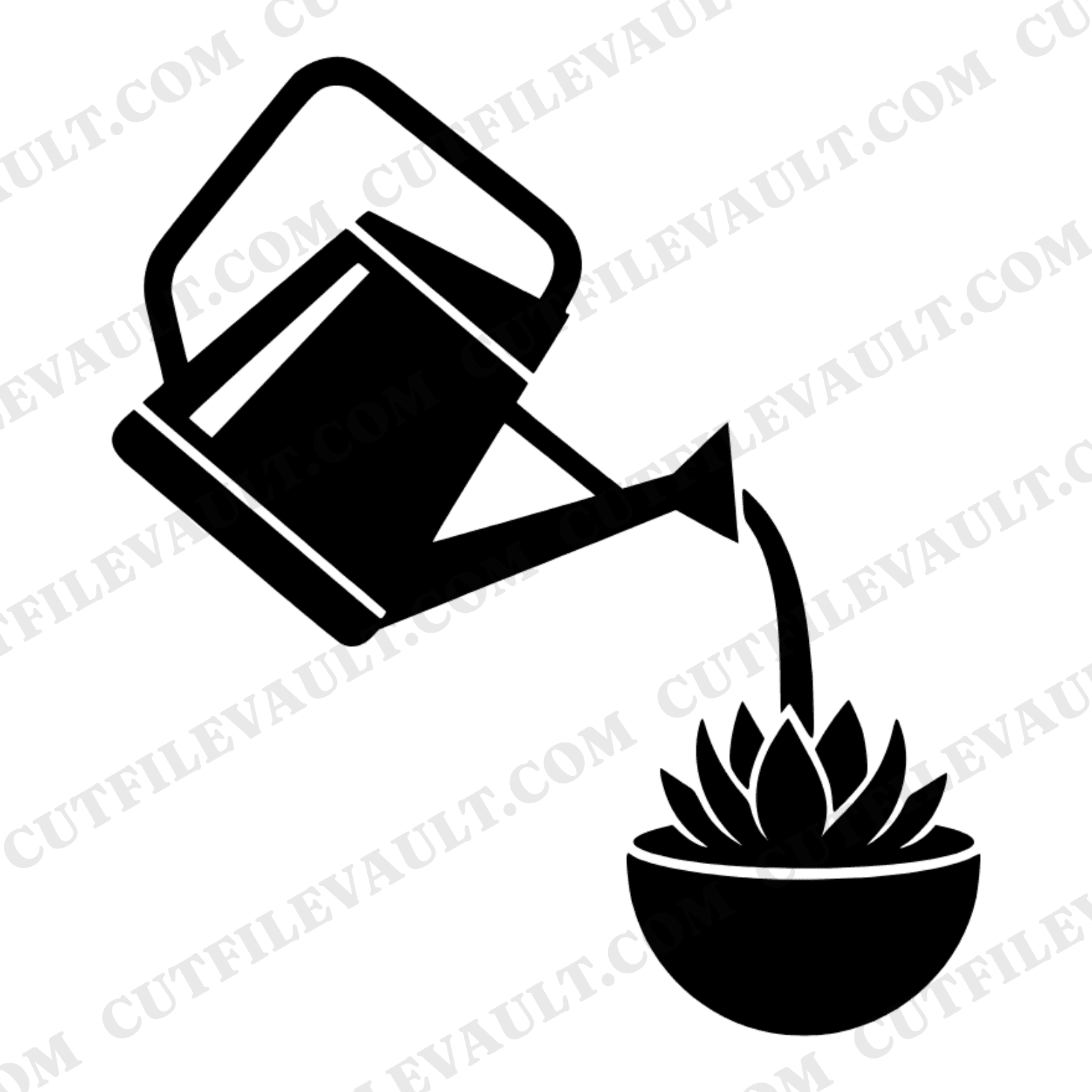 Summer Solstice Watering Can Succulent SVG PNG Art Deco Garden Ritual Cut File Geometric Design — view 1