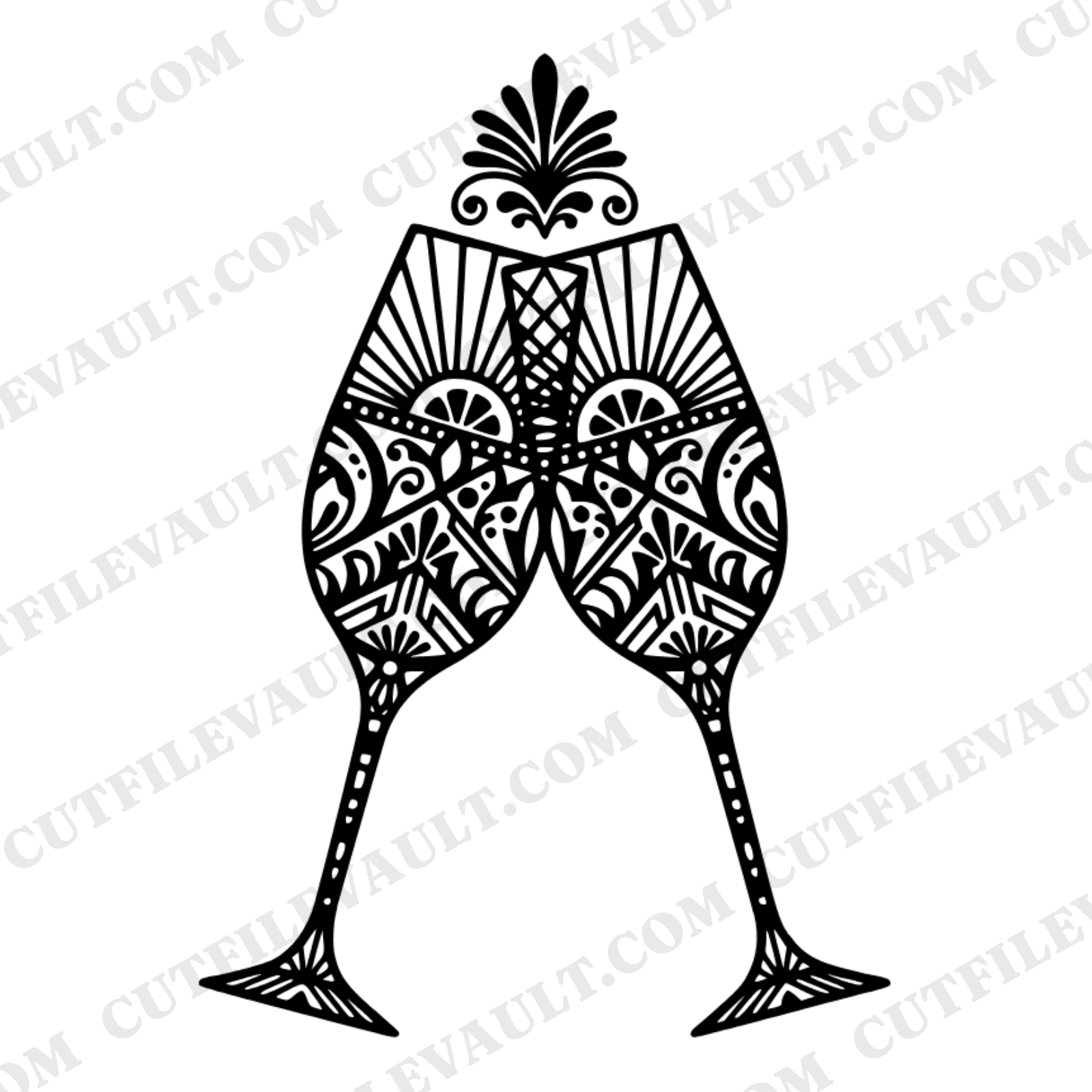 Art Deco Champagne Flutes Arch SVG PNG Wedding Toasting Silhouette Cut File Bridal Shower — view 1