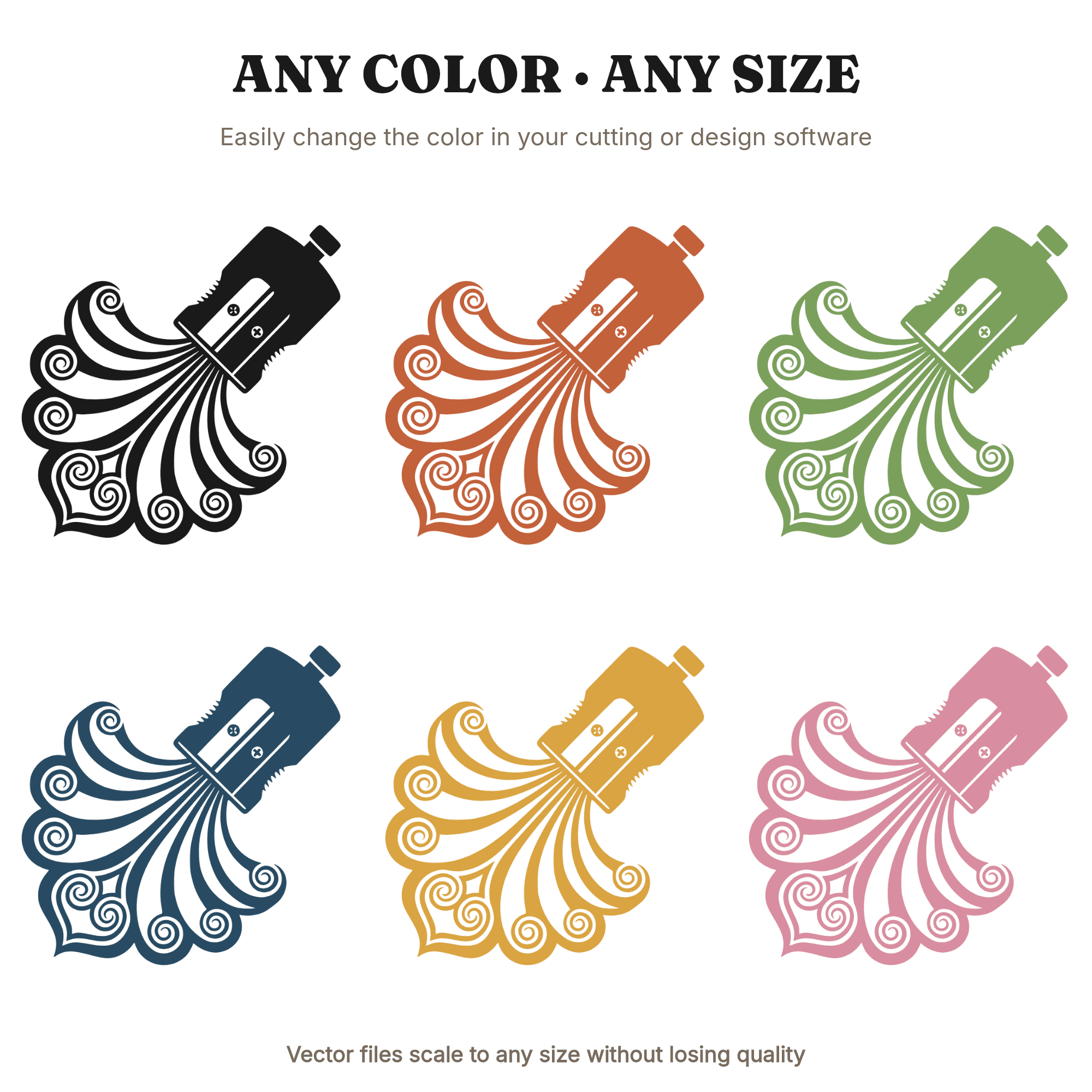 Art Deco Pencil Sharpener SVG PNG, Retro 70s Back to School Cut File, Geometric Shavings Design — view 2