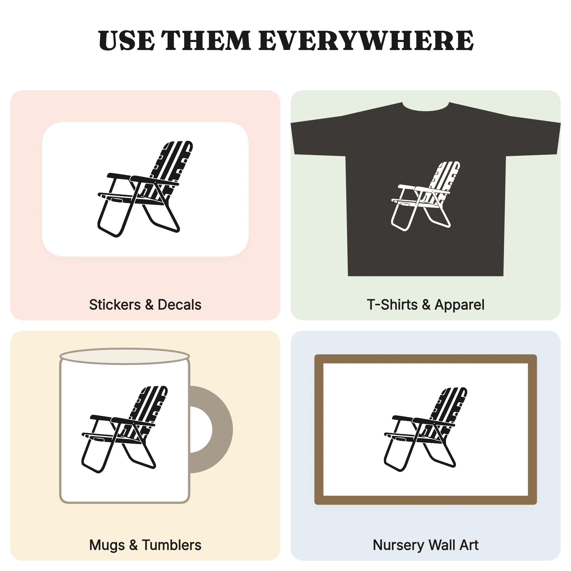 Retro Summer Lawn Chair SVG PNG, Fourth of July Patriotic Silhouette Cut File, Vintage BBQ Design — view 3