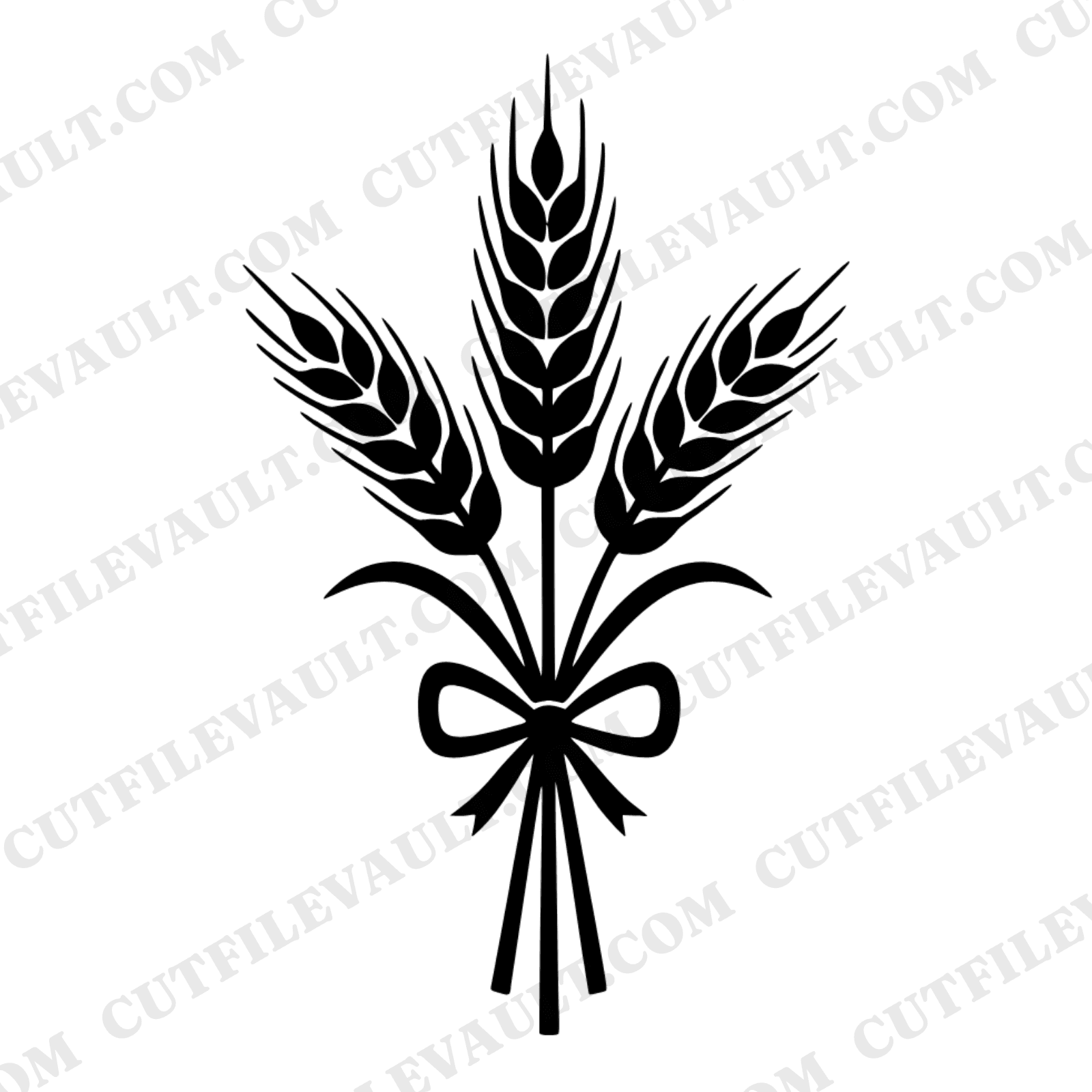 Harvest Wheat Bundle SVG PNG, Farmhouse Fall Decor Cut File, Labor Day Rustic Grain Stalks with Bow — view 1