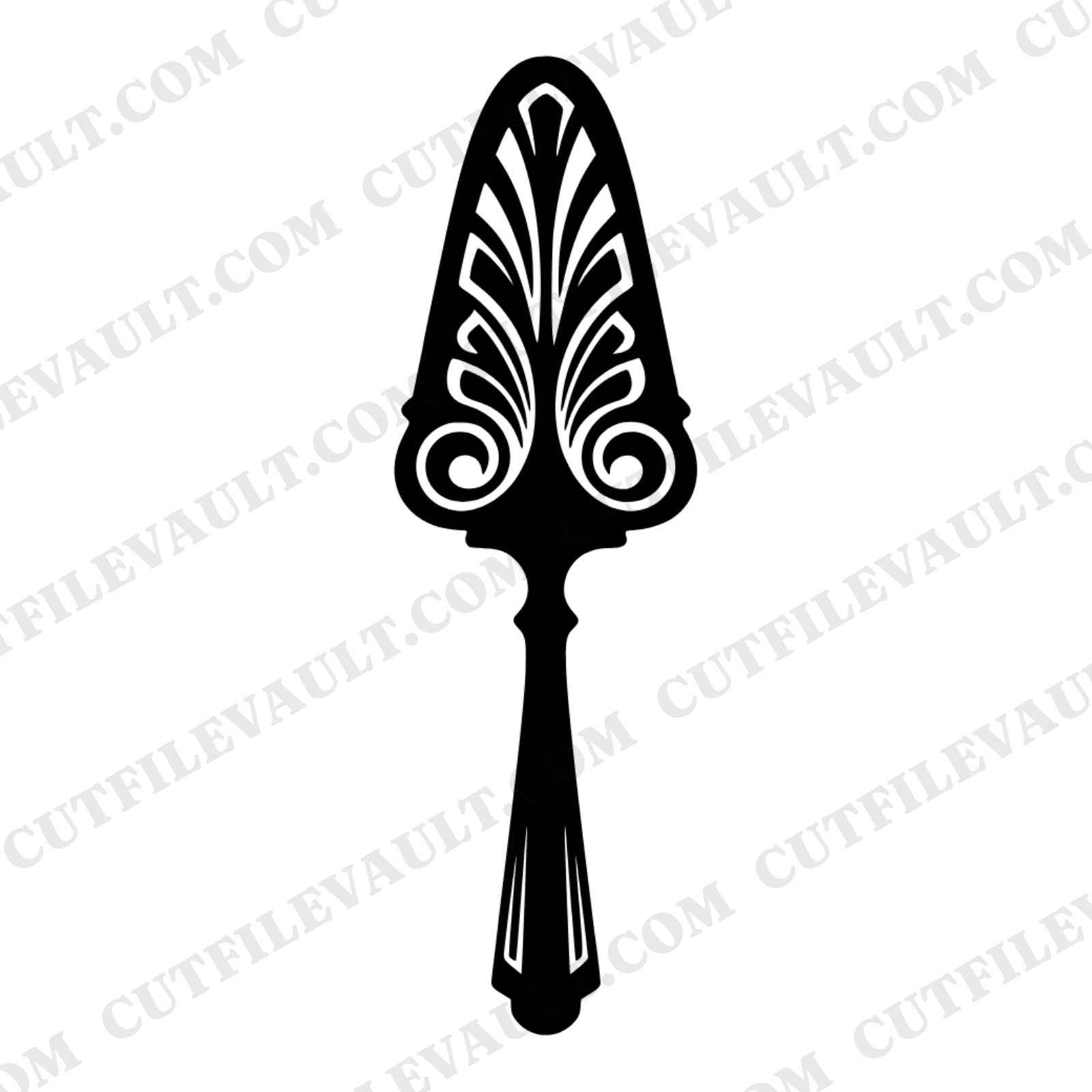 Art Deco Cake Server SVG PNG, Vintage Monogram Wedding Flourish Cut File for Cricut Silhouette — view 1