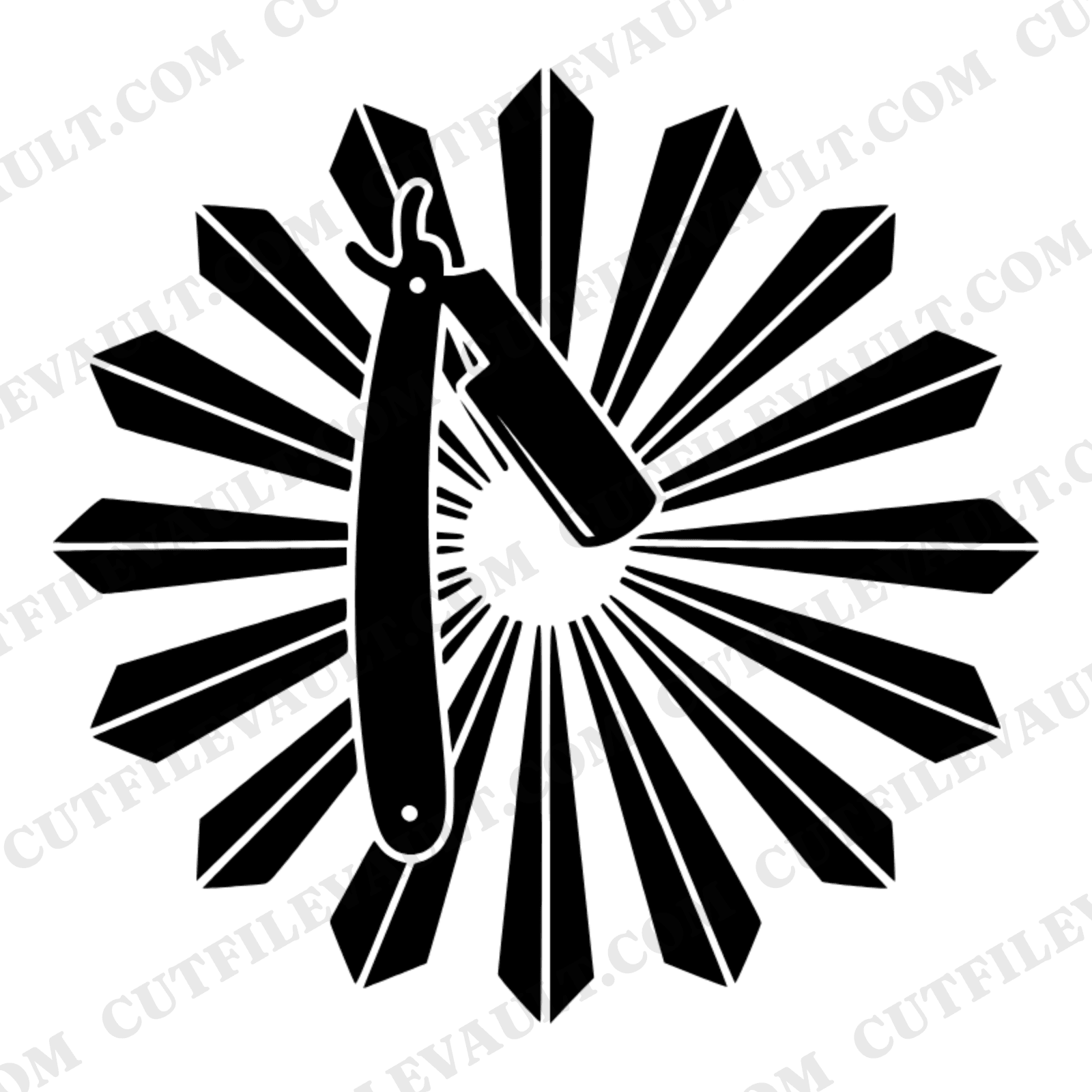 Vintage Straight Razor SVG PNG Art Deco Barbershop Cut File for Father's Day Crafts — view 1