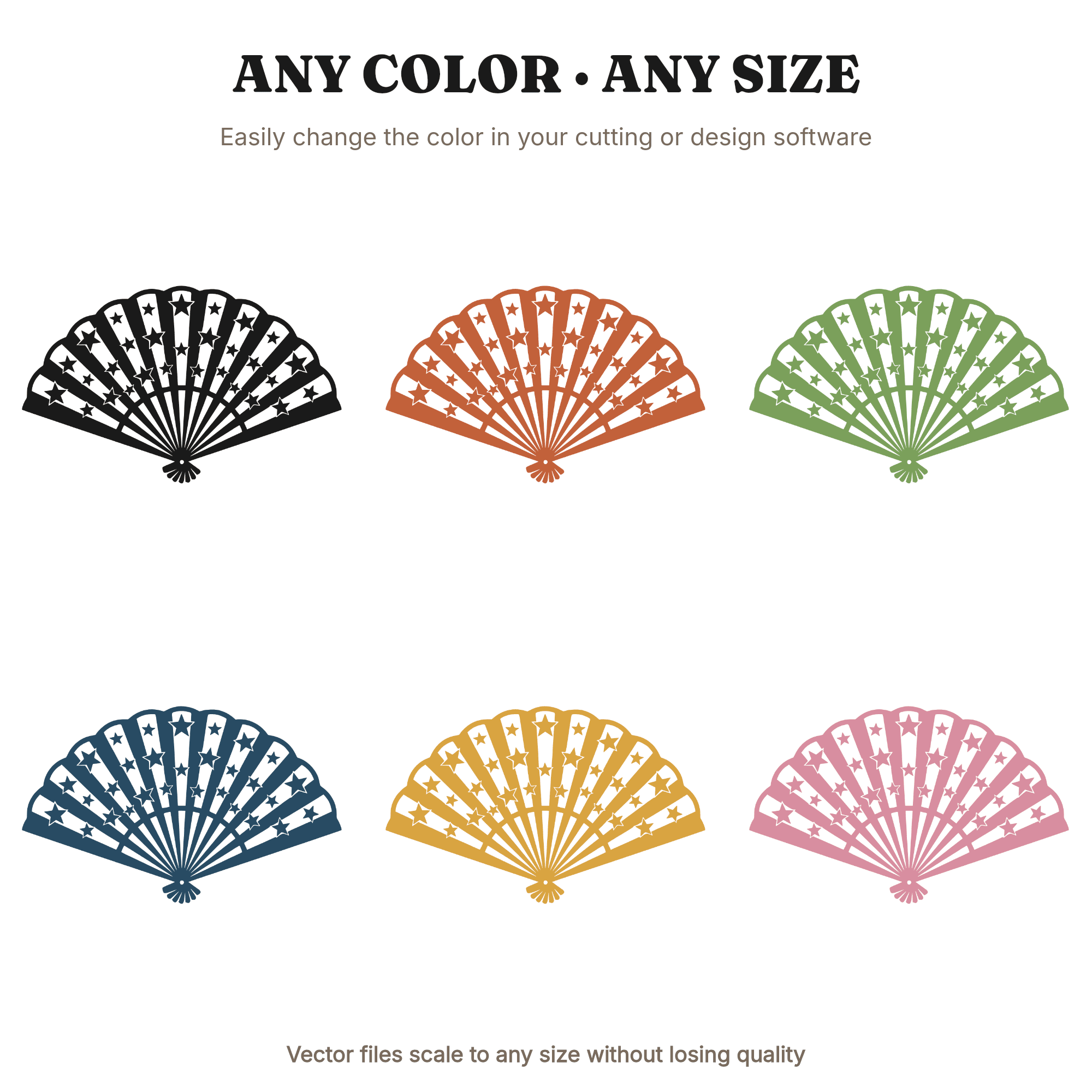Patriotic Accordion Fan SVG PNG, Fourth of July Fan with Star Cutouts, American Flag Fan Cut File — view 2