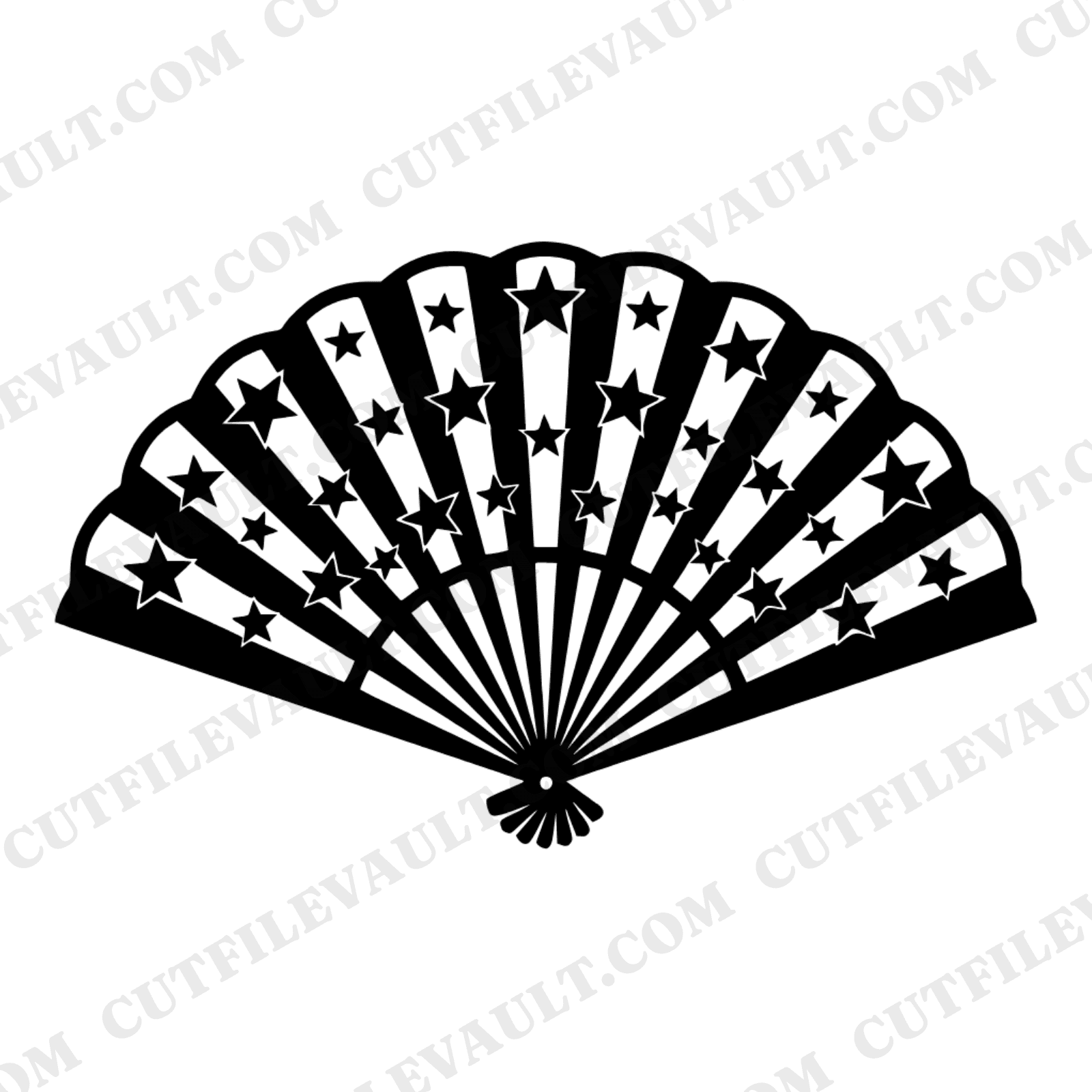 Patriotic Accordion Fan SVG PNG, Fourth of July Fan with Star Cutouts, American Flag Fan Cut File — view 1