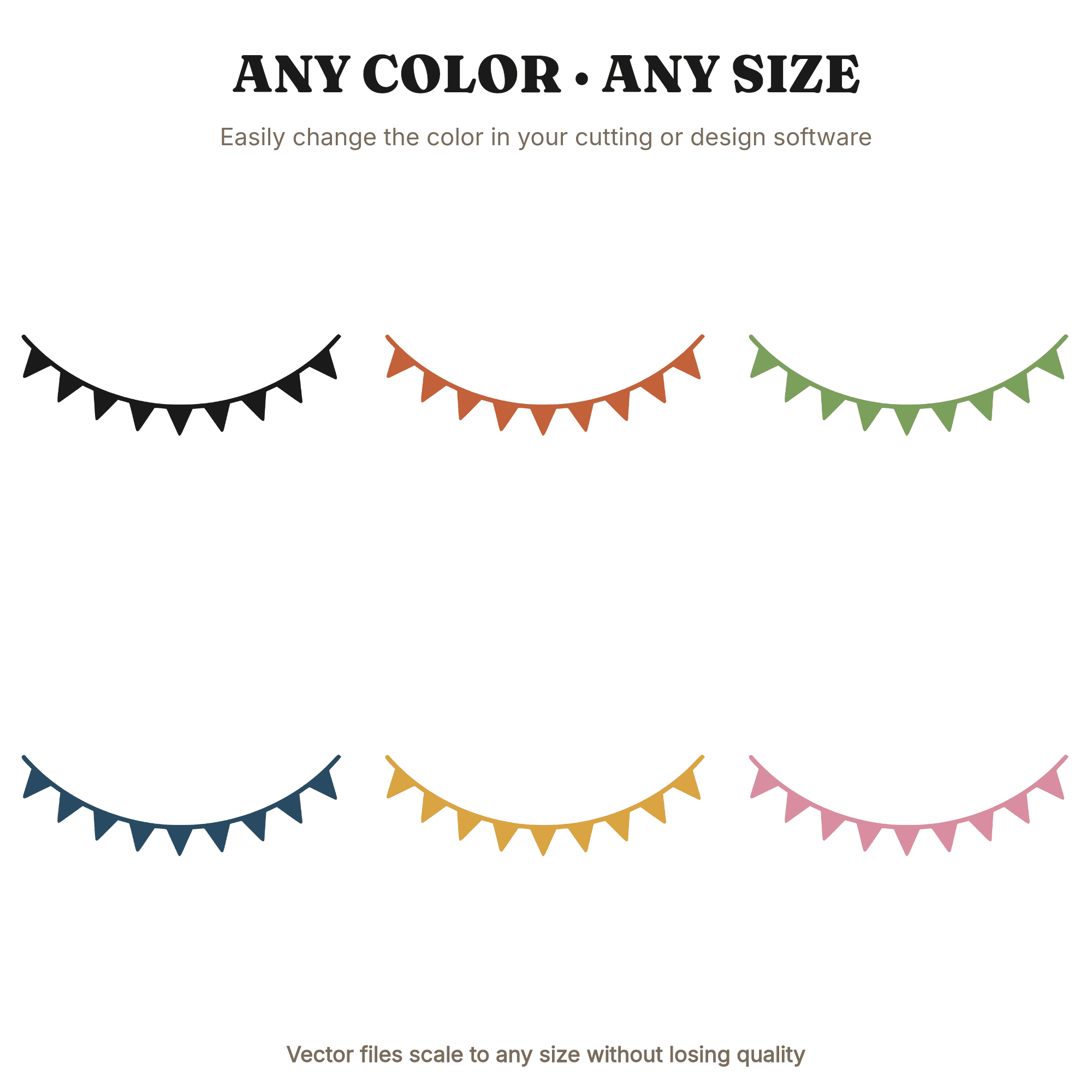 Fourth of July Bunting Banner SVG PNG, Nordic Patriotic Swag Silhouette Cut File for Cricut — view 2