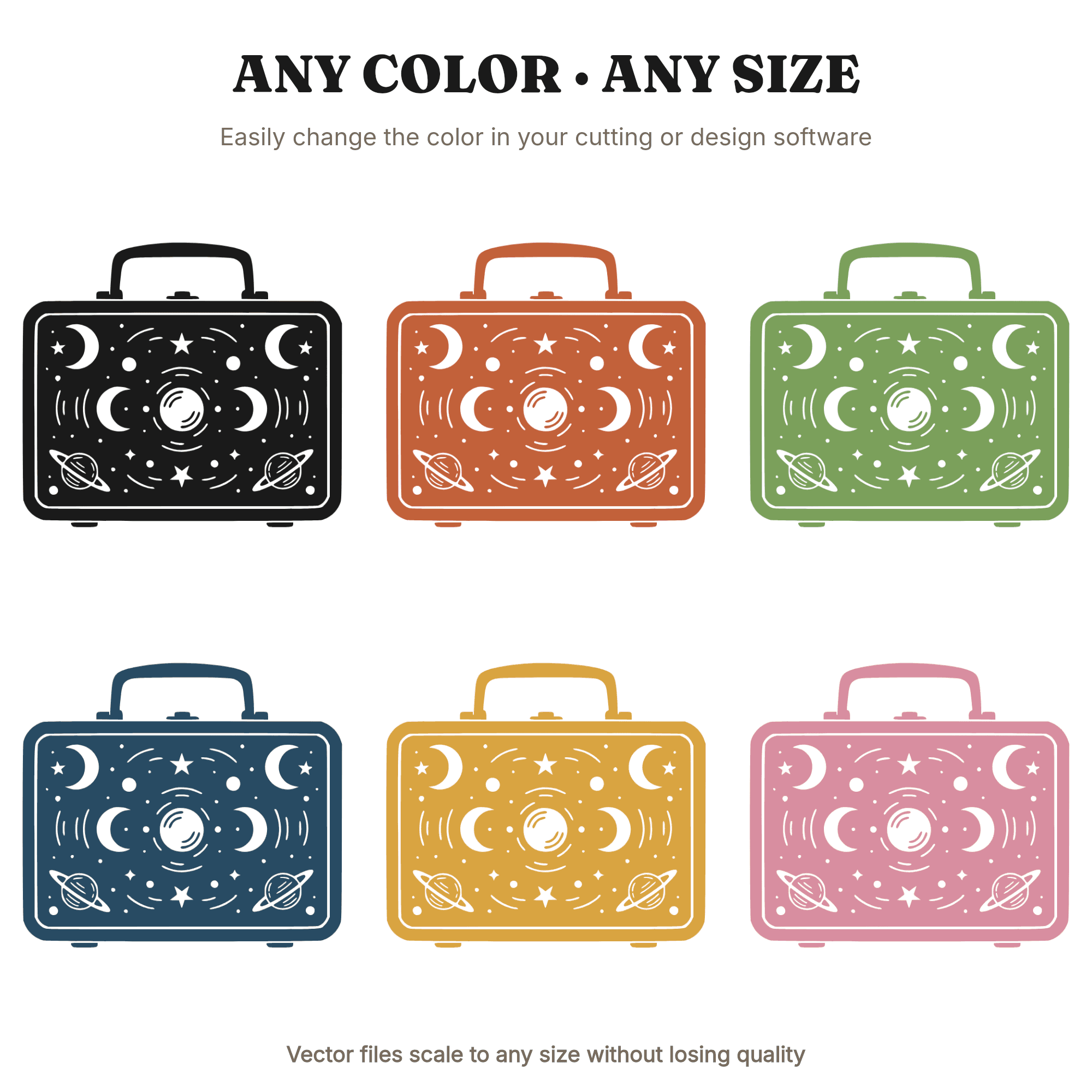 Retro Lunchbox SVG PNG, Celestial Mystical Lunch Box Opened Flat, 1950s Vintage Metal Lunchbox Cut File — view 2