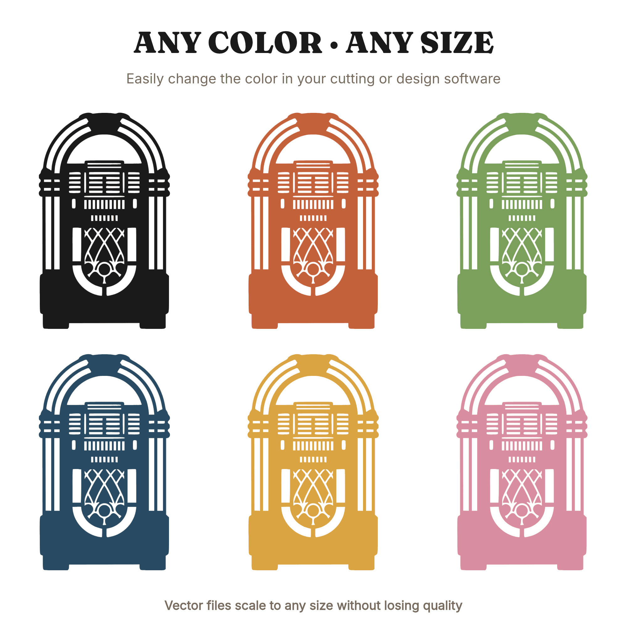 Retro Art Deco Jukebox SVG PNG, National Dive Bar Day Cut File, Vintage Music Machine Silhouette — view 2