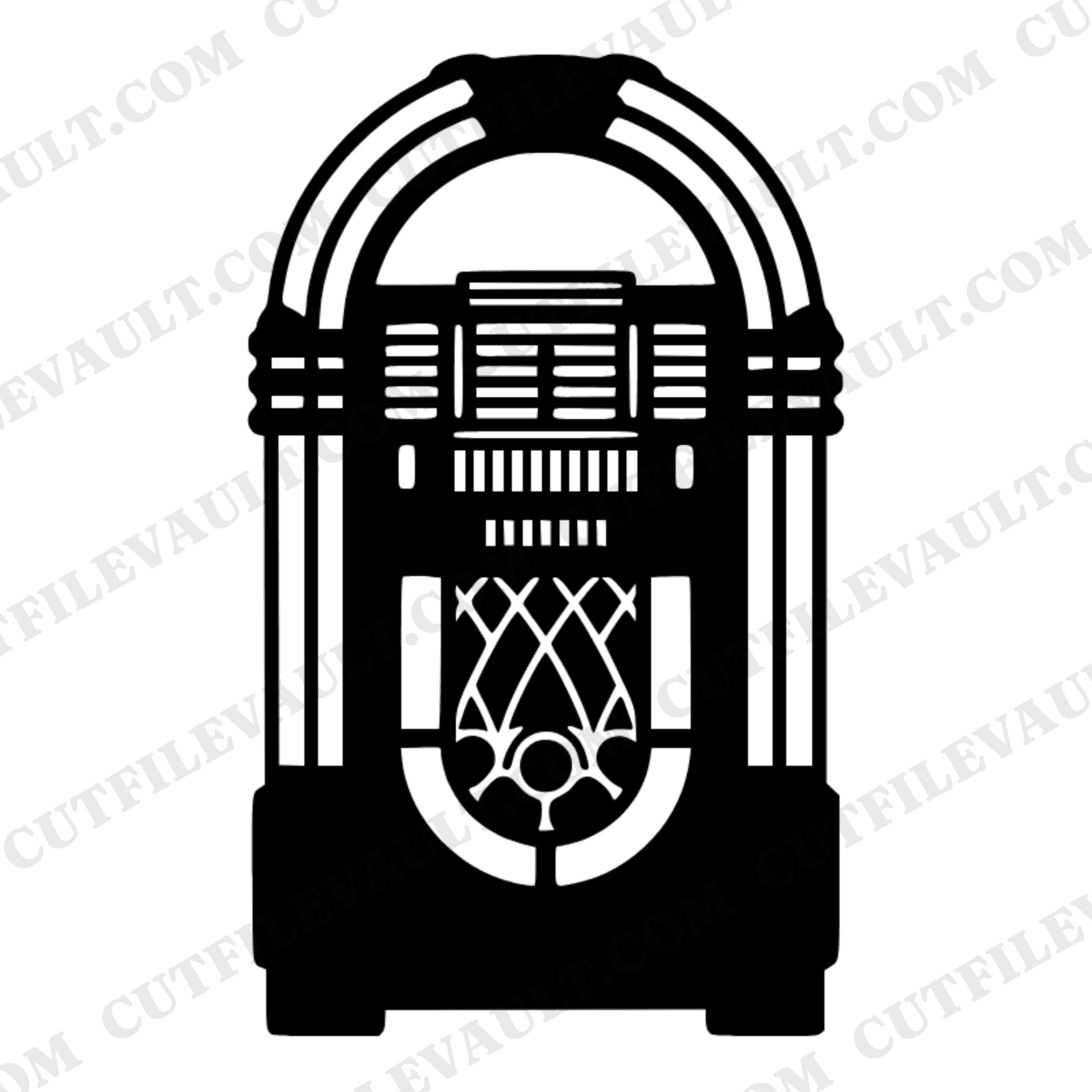 Retro Art Deco Jukebox SVG PNG, National Dive Bar Day Cut File, Vintage Music Machine Silhouette — view 1