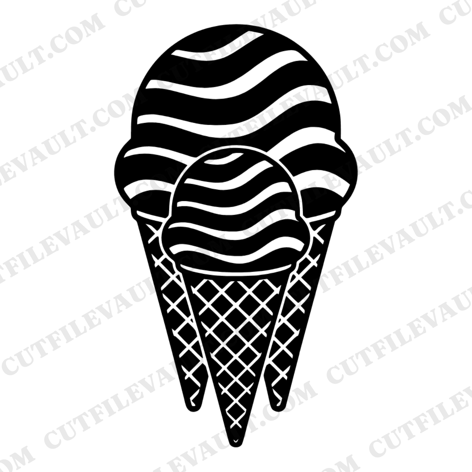 Retro Waffle Cone SVG PNG, 70s Ice Cream Geometric Nesting Design, Nordic Minimalist Vinyl Cut File — view 1
