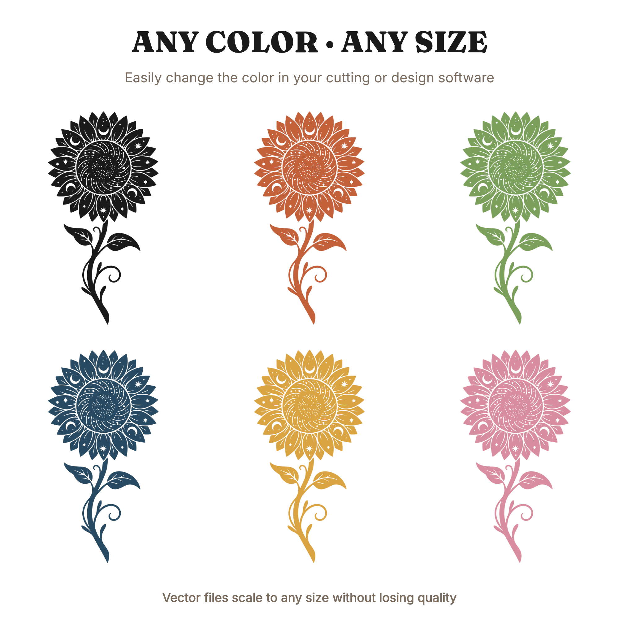 Summer Solstice Sunflower Mandala SVG PNG, Celestial Art Nouveau Flower Cut File, Mystical Sacred Geometry — view 2