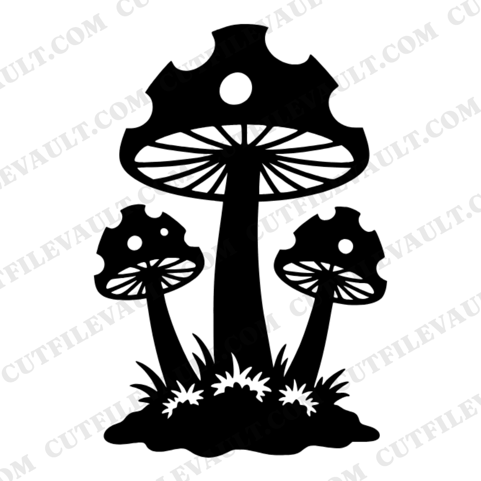 Summer Solstice Mushroom SVG PNG, Cottagecore Woodland Toadstool Cluster Cut File for Cricut — view 1