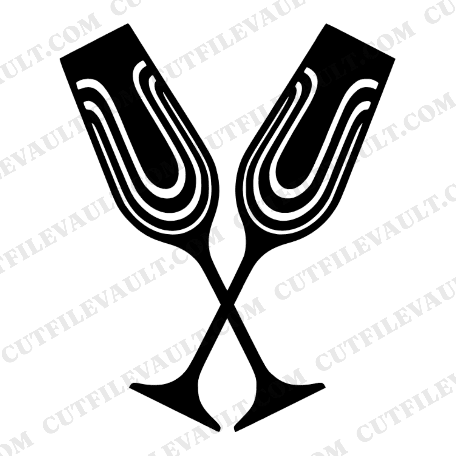 Groovy Champagne Flutes SVG PNG Wedding Toast Cut File Retro Bridal Party Decal Design — view 1
