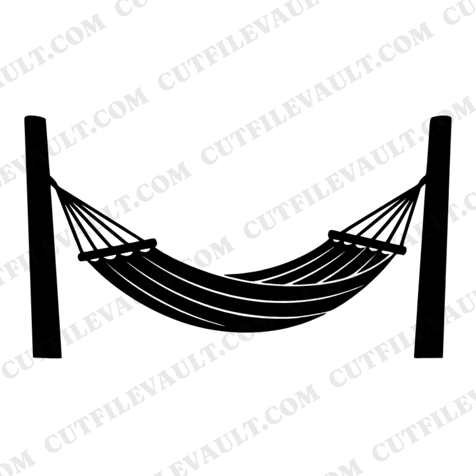 Hammock Between Trees SVG PNG, Relaxation Side View Cut File, Summer Leisure Line Art Design — view 1