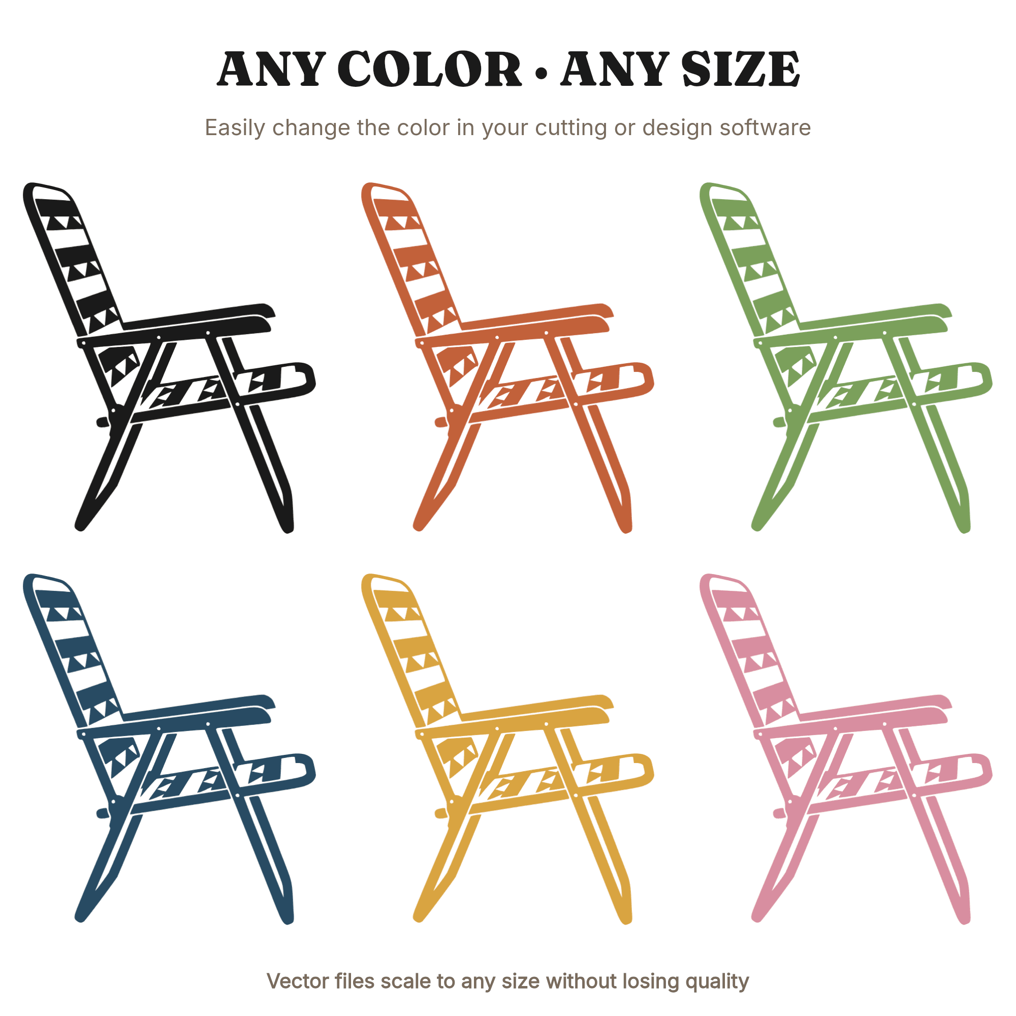 Retro Lawn Chair SVG PNG, Folded Lawn Chair Cut File, Geometric Stripes 4th of July SVG Design — view 2