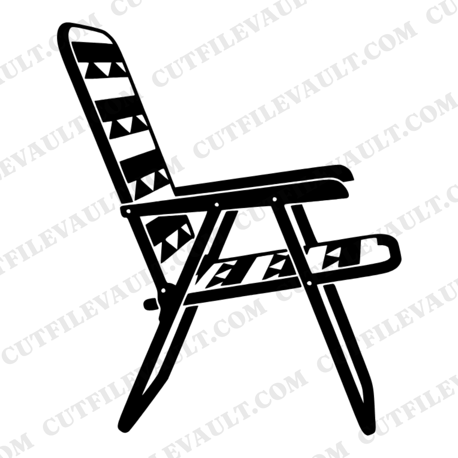 Retro Lawn Chair SVG PNG, Folded Lawn Chair Cut File, Geometric Stripes 4th of July SVG Design — view 1