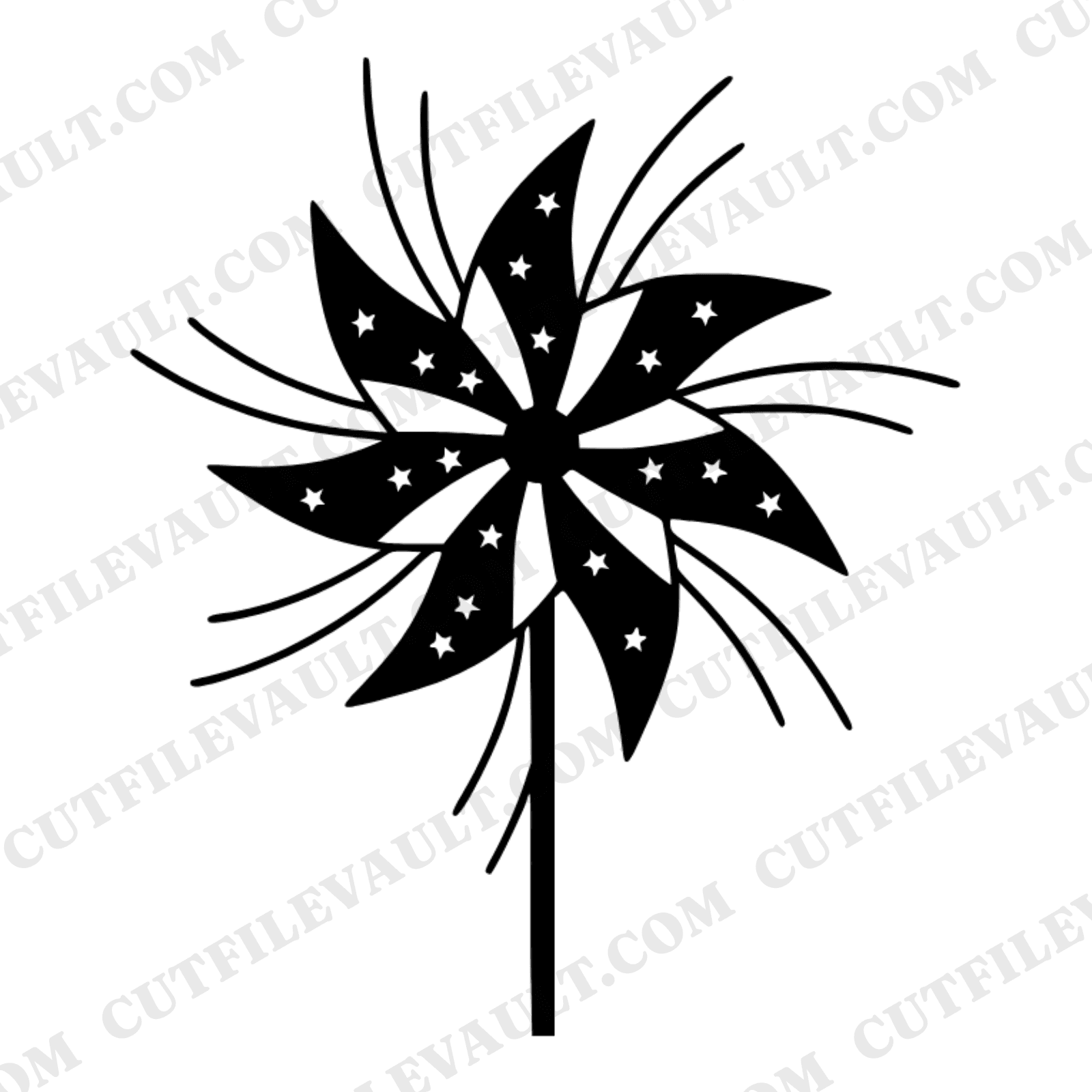 Vintage Patriotic Pinwheel SVG PNG, Independence Day Cut File, 4th of July Celestial Design — view 1