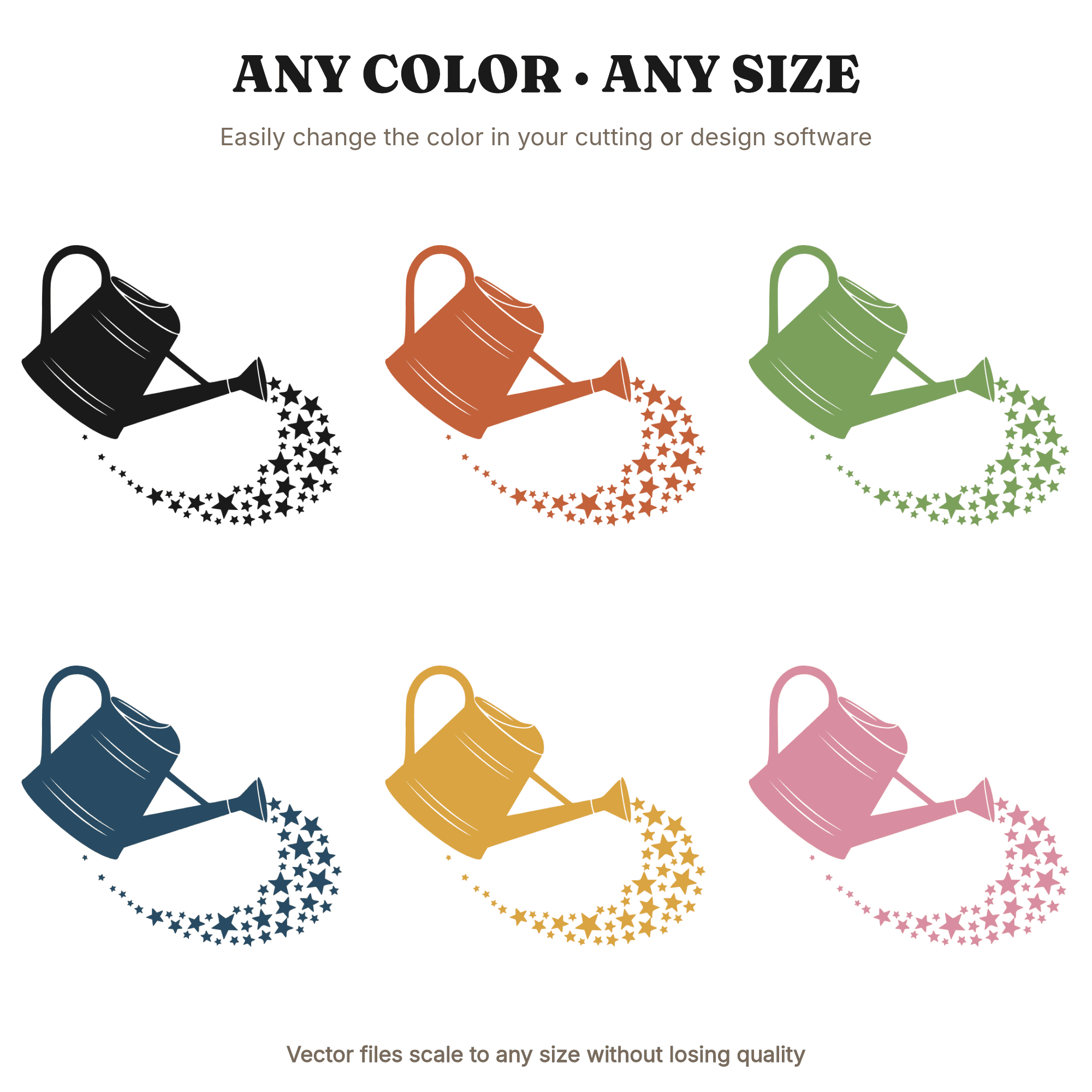 Vintage Watering Can Pouring Stars SVG PNG Independence Day 4th of July Patriotic Garden Cut File — view 2