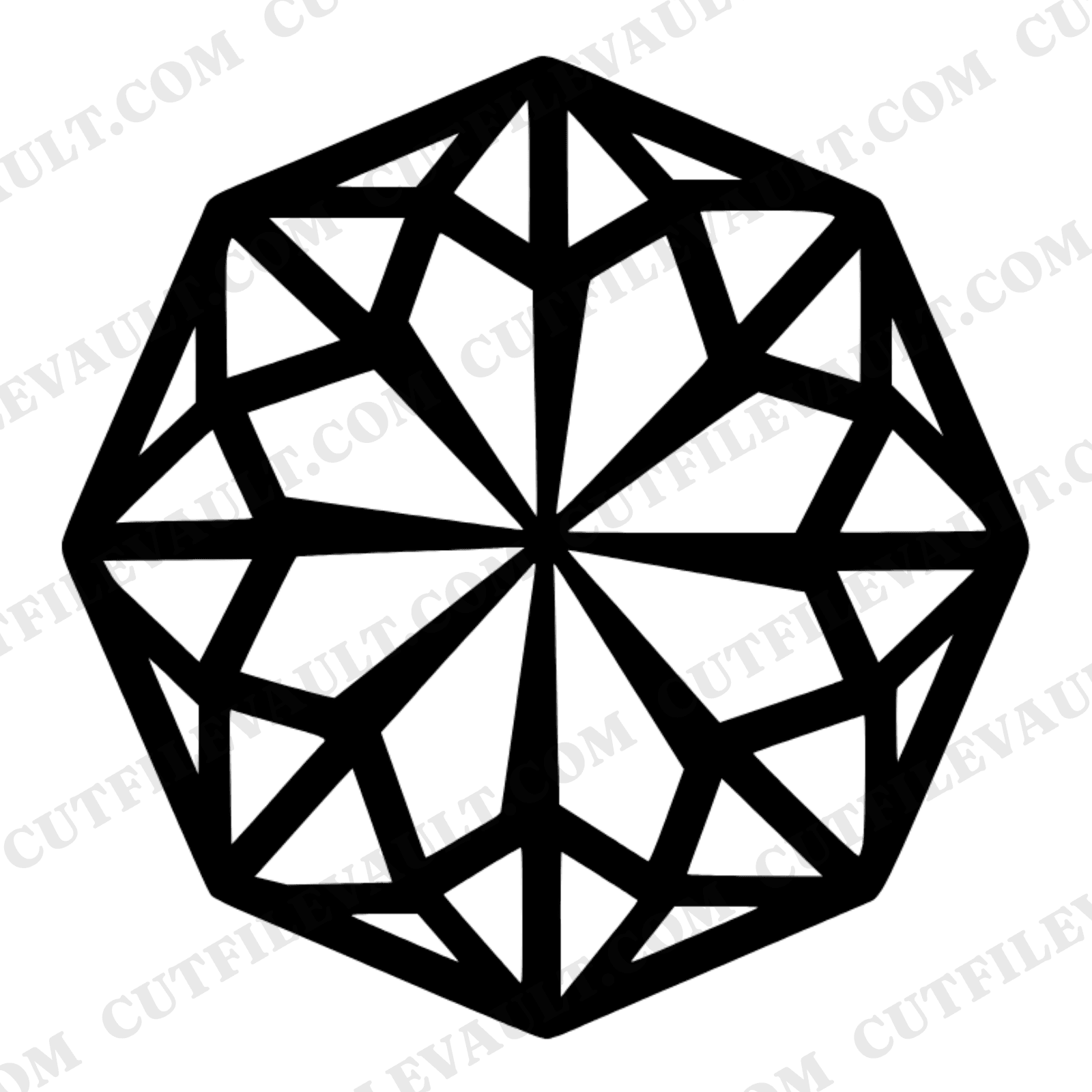 Art Deco Ice Cream Scoop SVG PNG Geometric Hexagon Cut File for Cricut National Ice Cream Day — view 1
