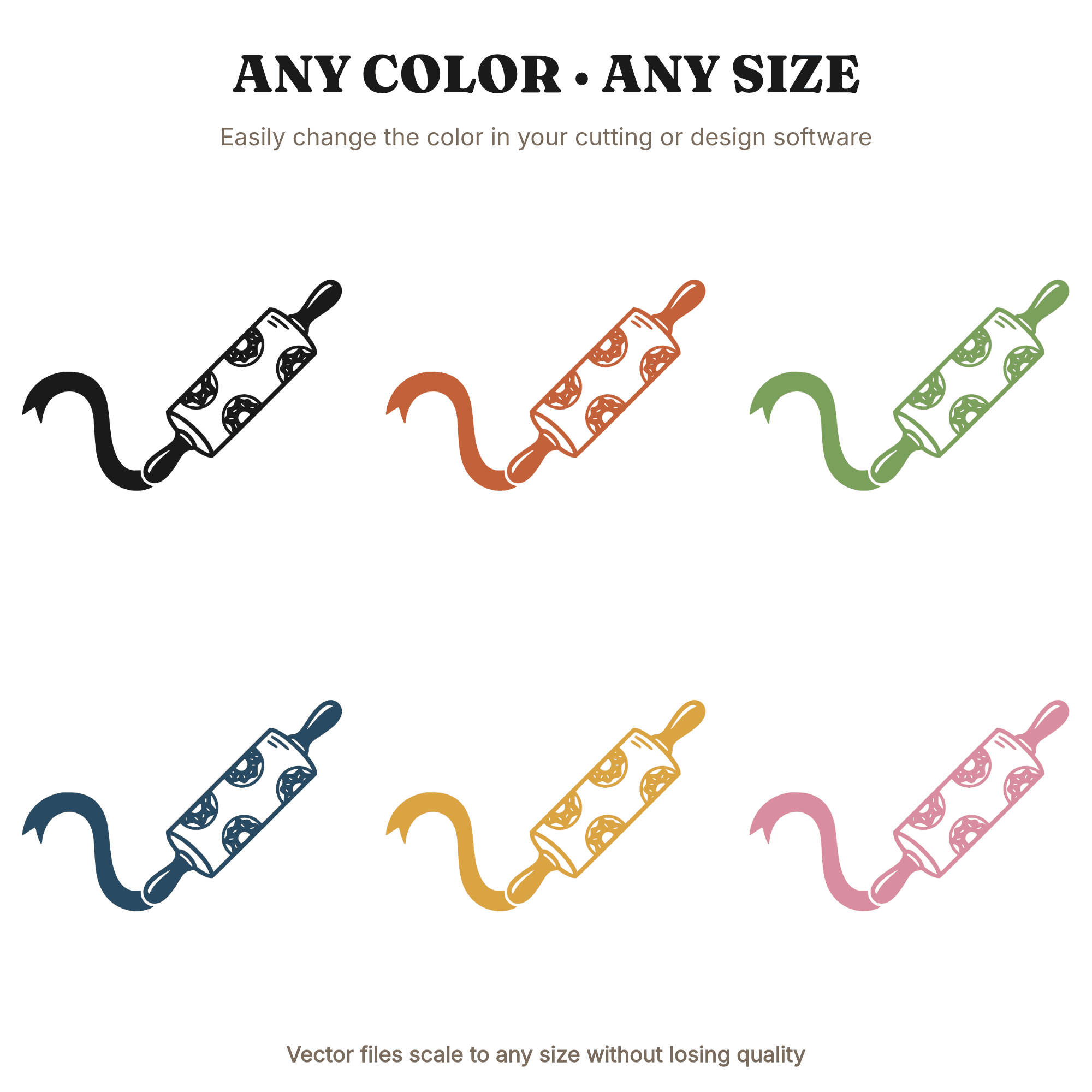 National Donut Day Rolling Pin SVG PNG, Baker Cut File, Kitchen Decor, Scandinavian Line Art — view 2