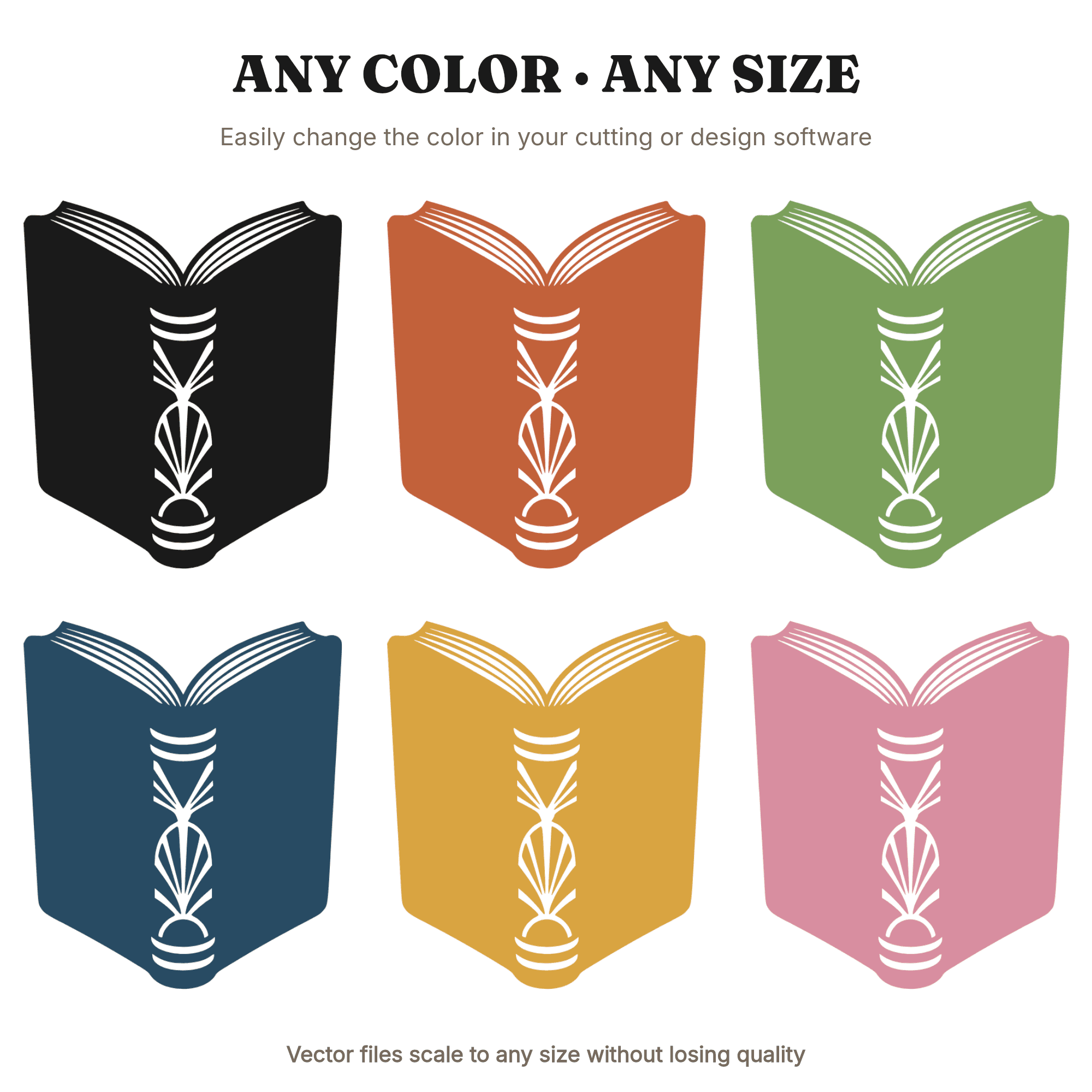 Kawaii Open Book SVG PNG, Art Deco Library Book Tent Silhouette Cut File, Back to School Vinyl — view 2