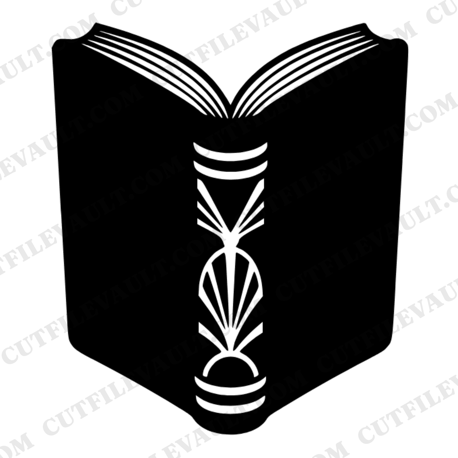 Kawaii Open Book SVG PNG, Art Deco Library Book Tent Silhouette Cut File, Back to School Vinyl — view 1